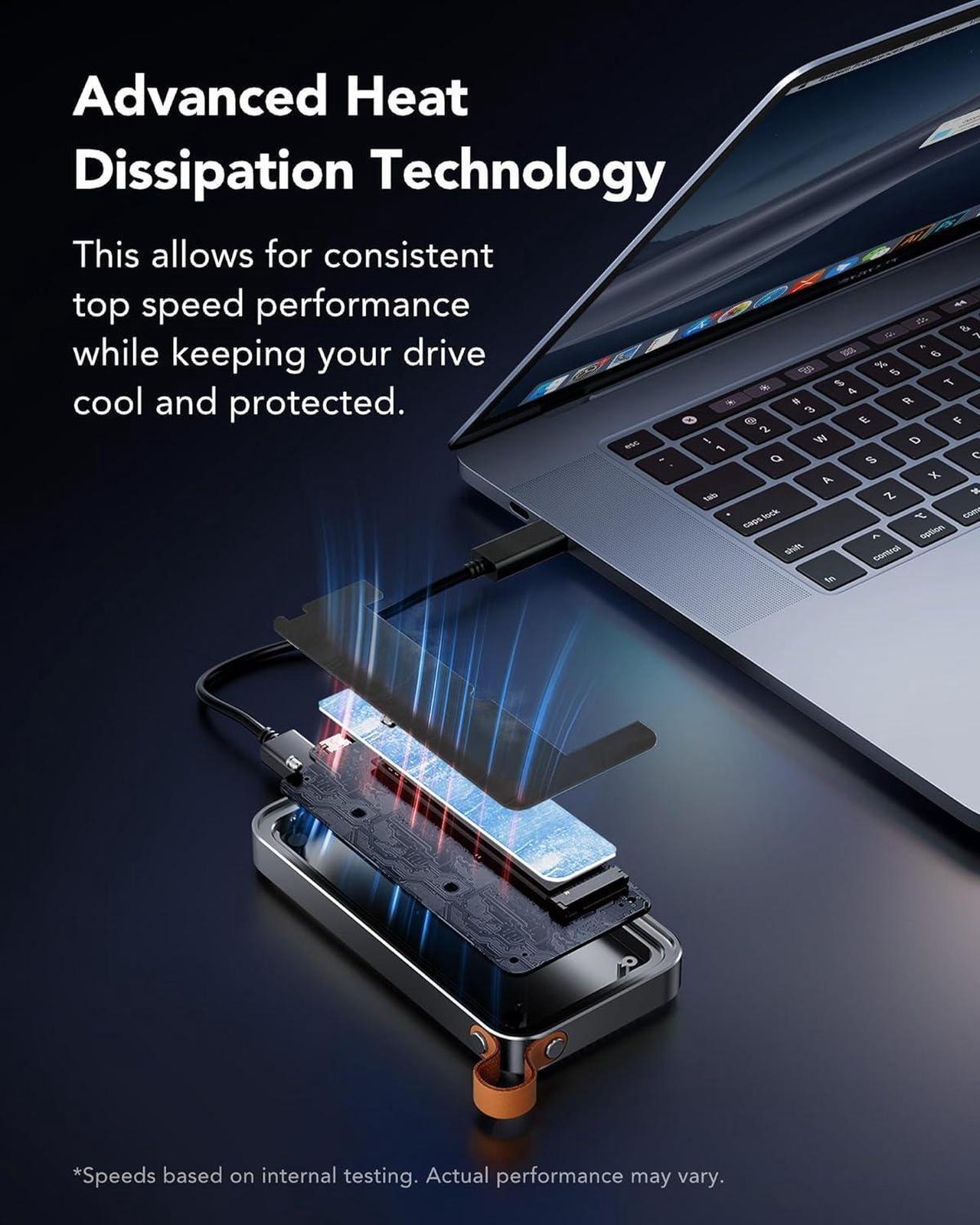 Alt view image 6 of 7 - E750 40Gbps M.2 NVMe SSD Enclosure, Tool Free Installation Compatible with Thunderbolt 4/3/USB4/3.2/3.1/3.0/2.0, Expand MacBook and Mac mini, Up to 8TB Support M Key 2230/2242/2260/2280 SSD Size