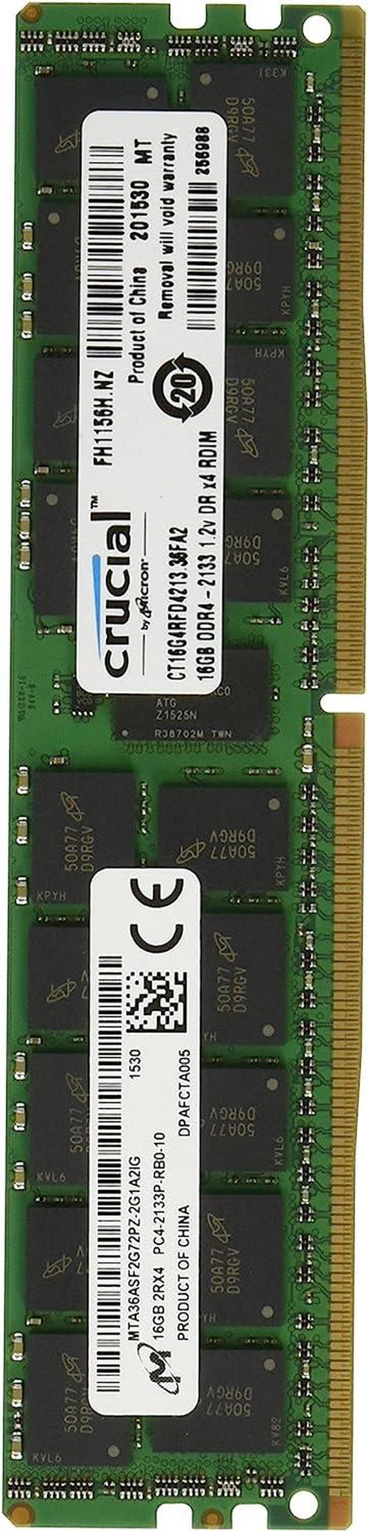 Crucial CT16G4RFD4213 16GB Single DDR4 2133 MT/s (PC4-2133) CL15 DR x4 ECC Registered DIMM 288-Pin Server Memory,Black/Green