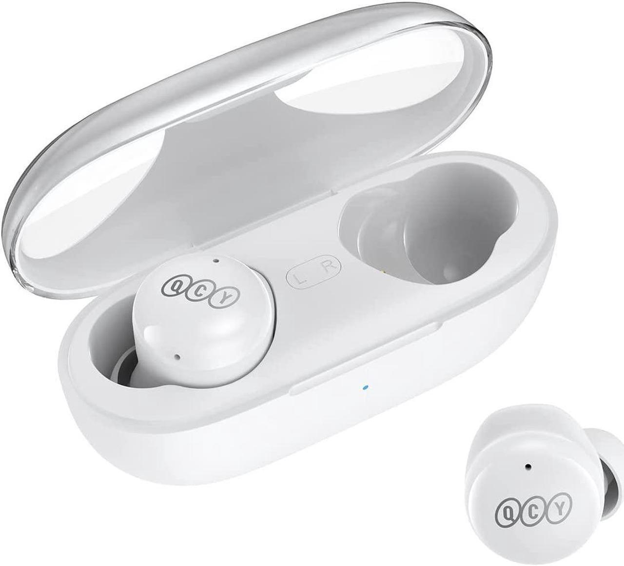 QCY T17S True Wireless Earbuds, Bluetooth 5.2 Earphone with Mic, Qualcomm QCC3040 Waterproof in-Ear Headphones, CVC 8.0 Noise Reduction, AptX Low Latency Ear Buds, Deep Bass, 28H Playtime (White)