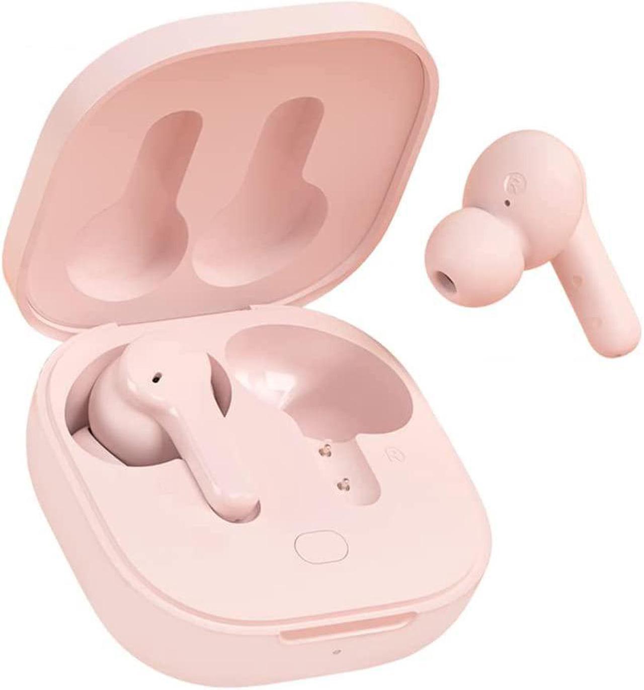 Wireless Bluetooth Earbuds with Microphone - QCY T13 TWS Waterproof in Ear Headphone ENC Noise Cancelling, Deep Bass, Touch Control Ear Buds, HIFI Stereo 40H Playtime Earphone for Android iPhone, Pink