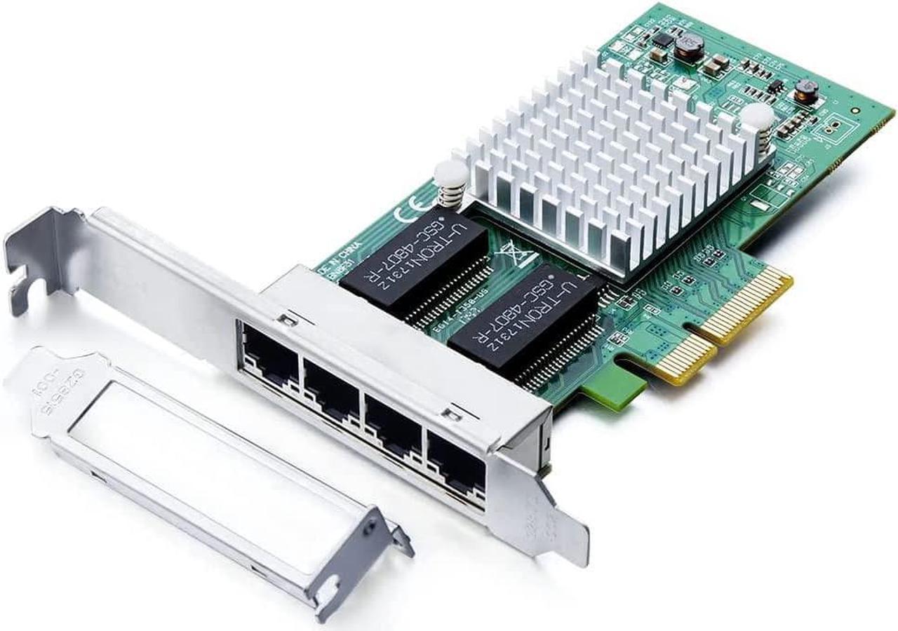 Gigabit 4 Port NIC with Intel I350 Chip, 1Gb Network Card Compare to Intel I350-T4 NIC, Quad RJ45 Ports, PCI Express 2.1 X4, Ethernet Card with Low Profile for Windows/Windows Server/Linux