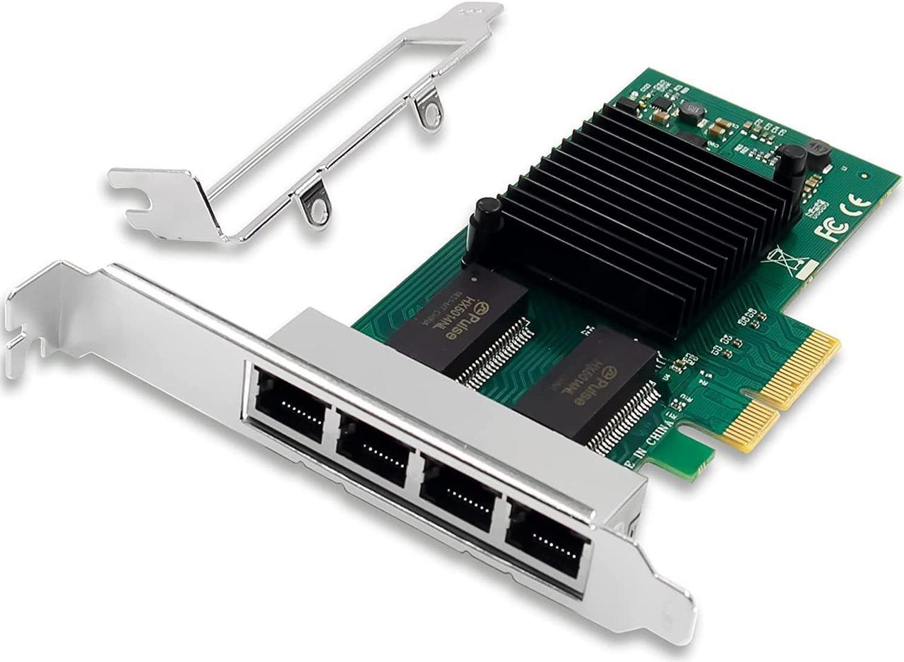 1.25G Gigabit Ethernet NIC with Intel I350AM4 Controller, 1Gb PCI-E Network Card Compare to Intel I350-T4 Ethernet Converged Network Adapter, Quad RJ45 Copper Ports, PCI Express X4