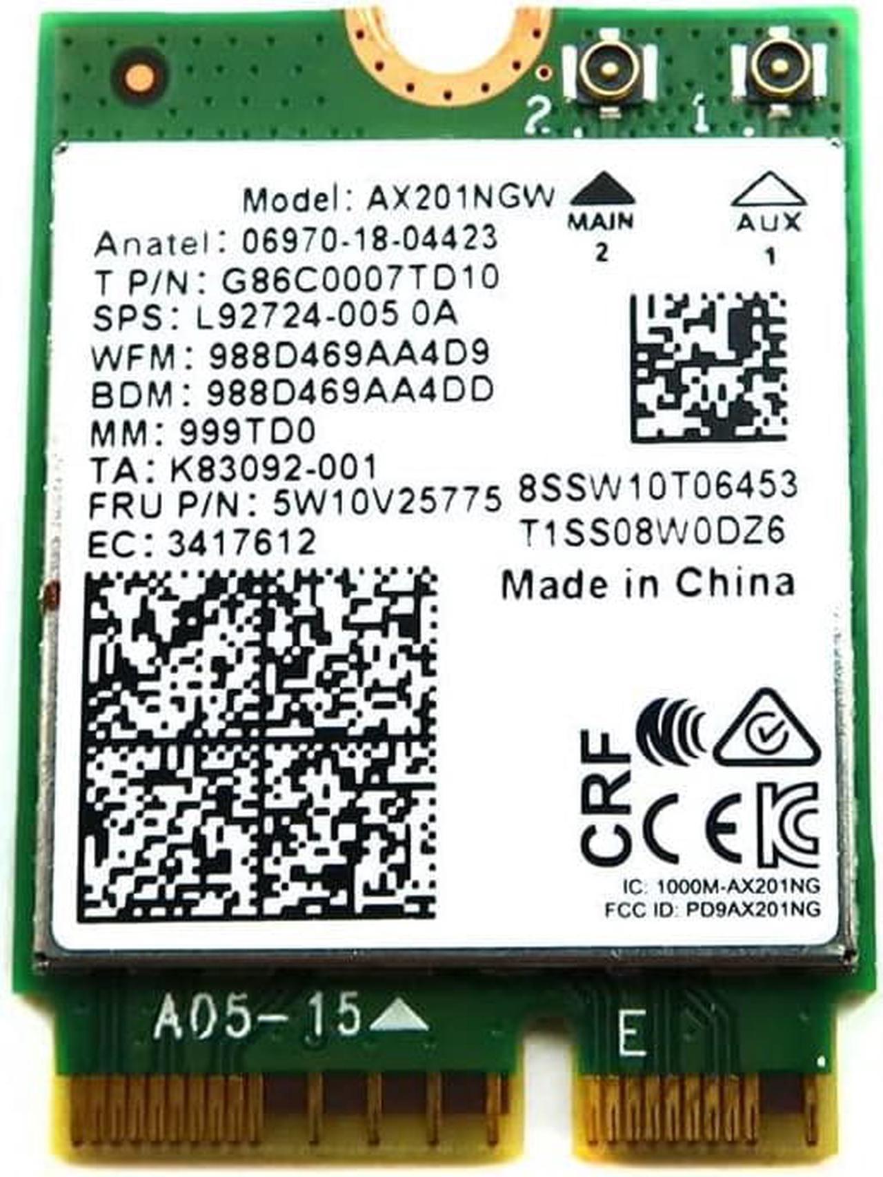 AX201NGW Dual Band CNVio2 M.2 802.11ax WLAN Bluetooth 5.1 WiFi Card L92724-005 Compatible Replacement Spare Part for Intel Compatible and Laptop Systems