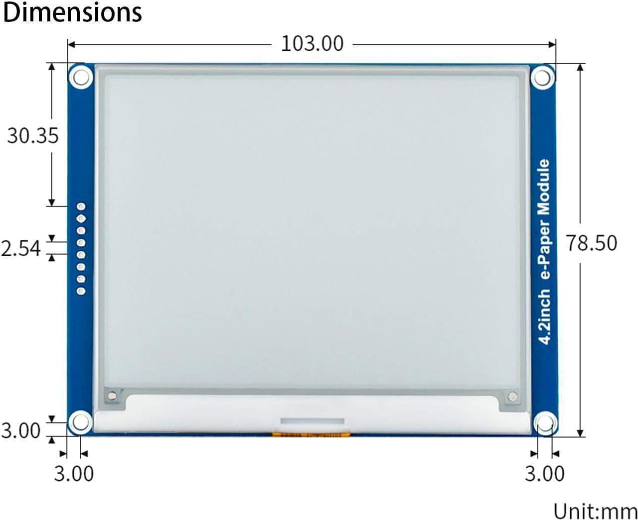 Alt view image 6 of 6 - waveshare 4.2inch E-Ink Display Module 400x300 Pixel Black,White Two-Color 3.3V-5V E-Paper Screen LCD Support Full Refresh SPI Interface for Raspberry/Jetson Nano/Ard/Nucleo