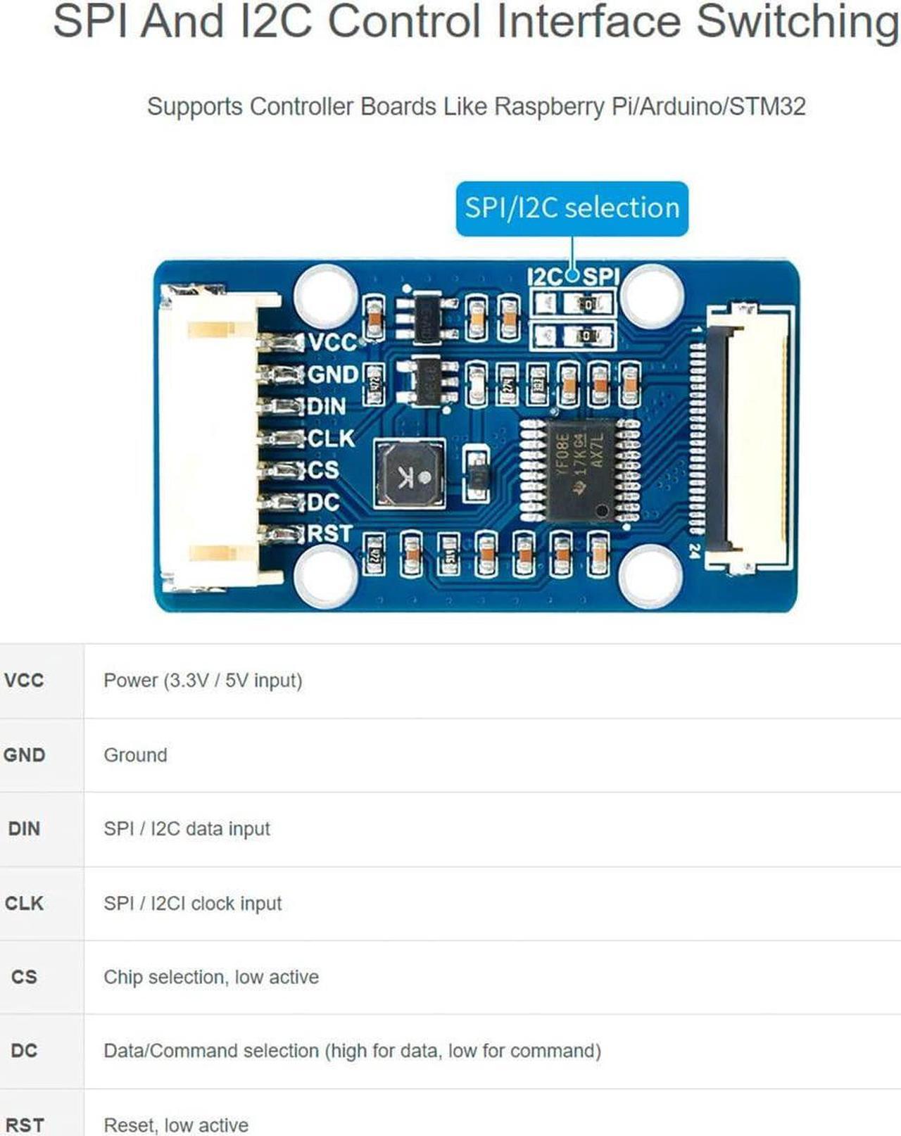 Alt view image 5 of 6 - 1.51inch Transparent OLED with Expansion Board,for Raspberry Pi/Arduino/STM32,128x64 Resolution Light Blue Color Display,Full Viewing Angle, SPI/I2C Interfaces, Embedded Independent Driver Chip