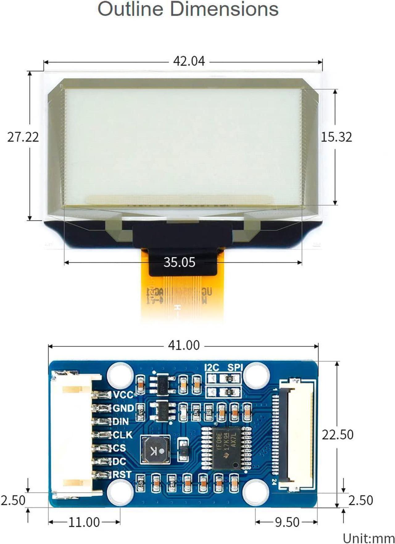 Alt view image 6 of 6 - 1.51inch Transparent OLED with Expansion Board,for Raspberry Pi/Arduino/STM32,128x64 Resolution Light Blue Color Display,Full Viewing Angle, SPI/I2C Interfaces, Embedded Independent Driver Chip