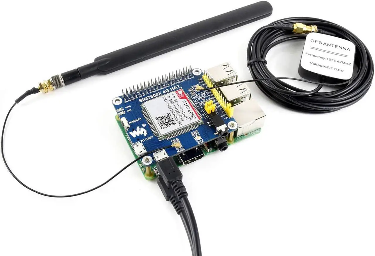 Alt view image 4 of 7 - 4G/3G/2G/GSM/GPRS/GNSS HAT for Raspberry Pi 4B/3B+/3B/2B/Zero/Zero W/WH and Jetson Nano/Ard/STM32,Based on SIM7600G-H,Support LTE CAT4 up to 150Mbps Wireless Communication etc (Globally Applicable)