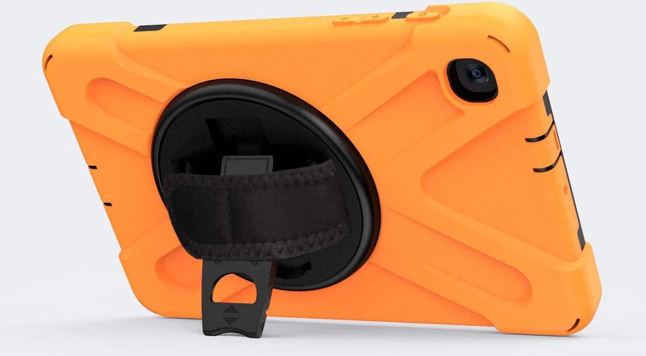 Alt view image 3 of 7 - Galaxy Tab A 8.4 Case, T307/T307U 2020, Heavy Duty Shockproof Durable Case, Stand, Handstrap, Carrying Strap Sling for Samsung Galaxy Tab A 8.4 SM-T307 SM-T307U SMT307 (Shield Orange)
