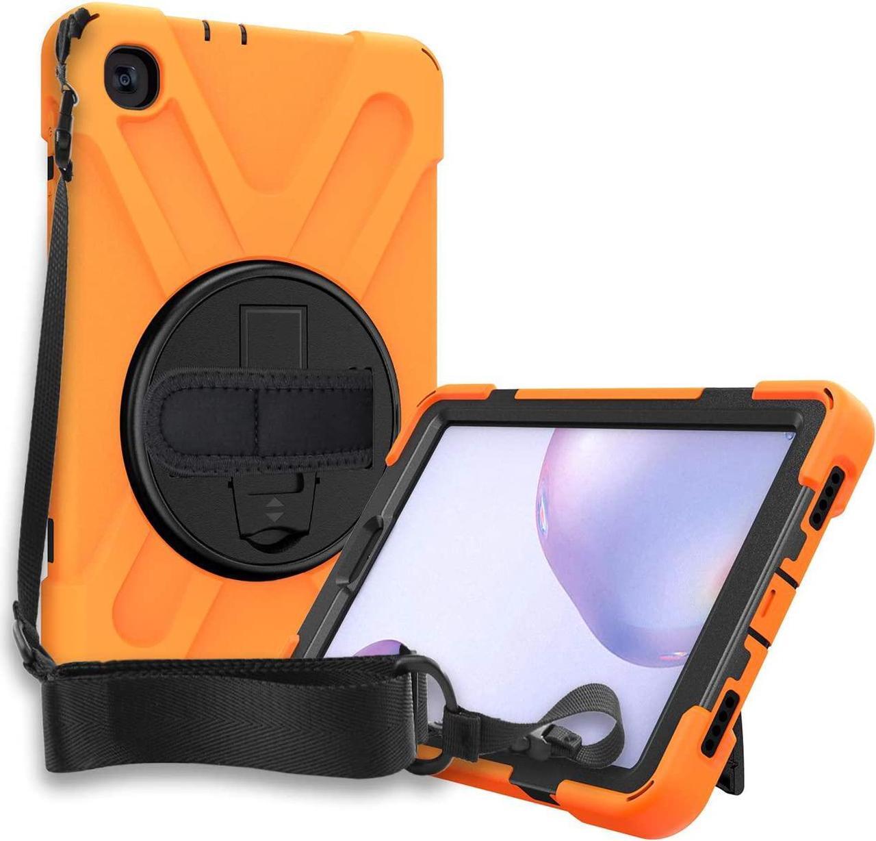 Alt view image 4 of 7 - Galaxy Tab A 8.4 Case, T307/T307U 2020, Heavy Duty Shockproof Durable Case, Stand, Handstrap, Carrying Strap Sling for Samsung Galaxy Tab A 8.4 SM-T307 SM-T307U SMT307 (Shield Orange)