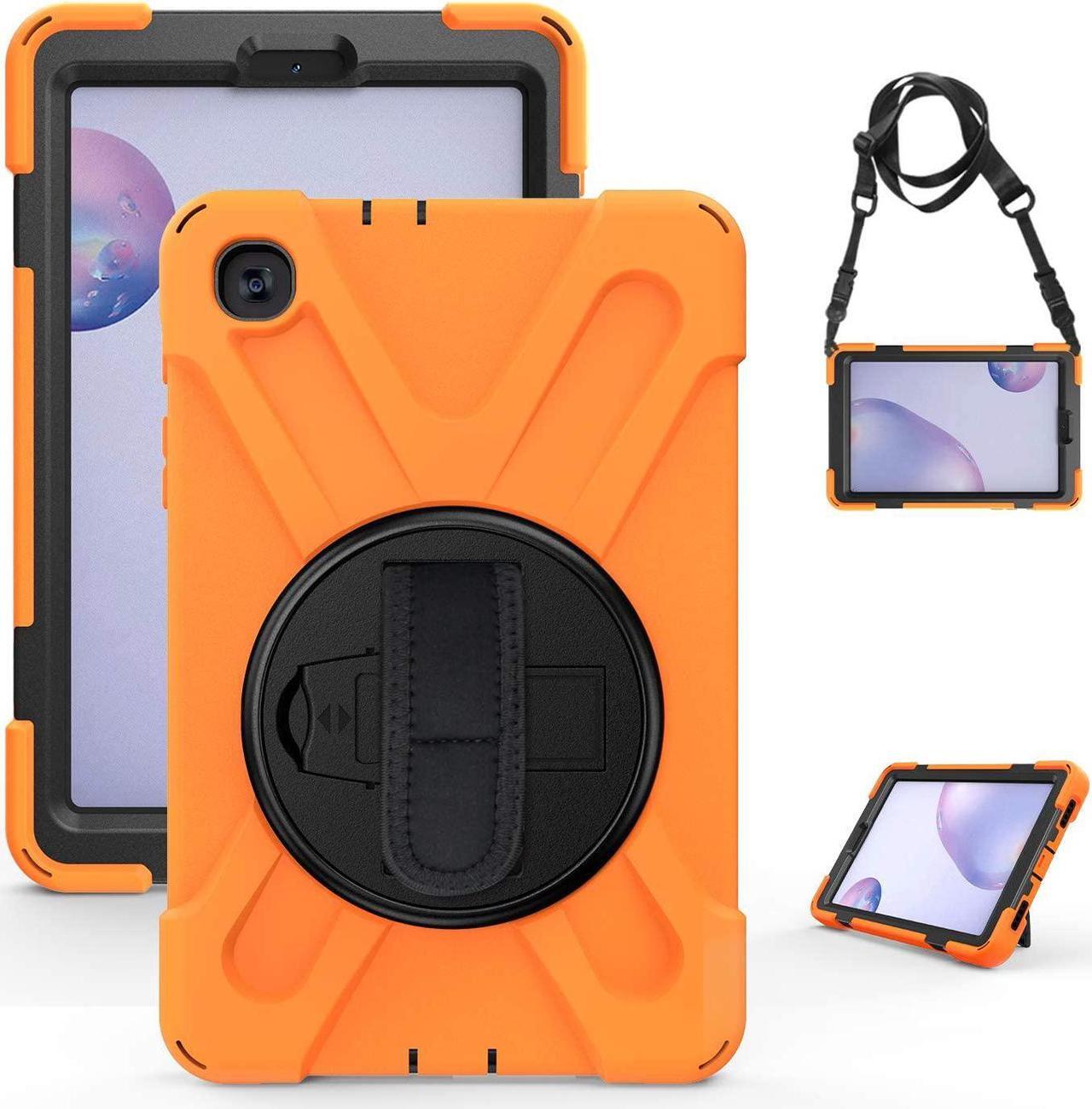 Alt view image 5 of 7 - Galaxy Tab A 8.4 Case, T307/T307U 2020, Heavy Duty Shockproof Durable Case, Stand, Handstrap, Carrying Strap Sling for Samsung Galaxy Tab A 8.4 SM-T307 SM-T307U SMT307 (Shield Orange)