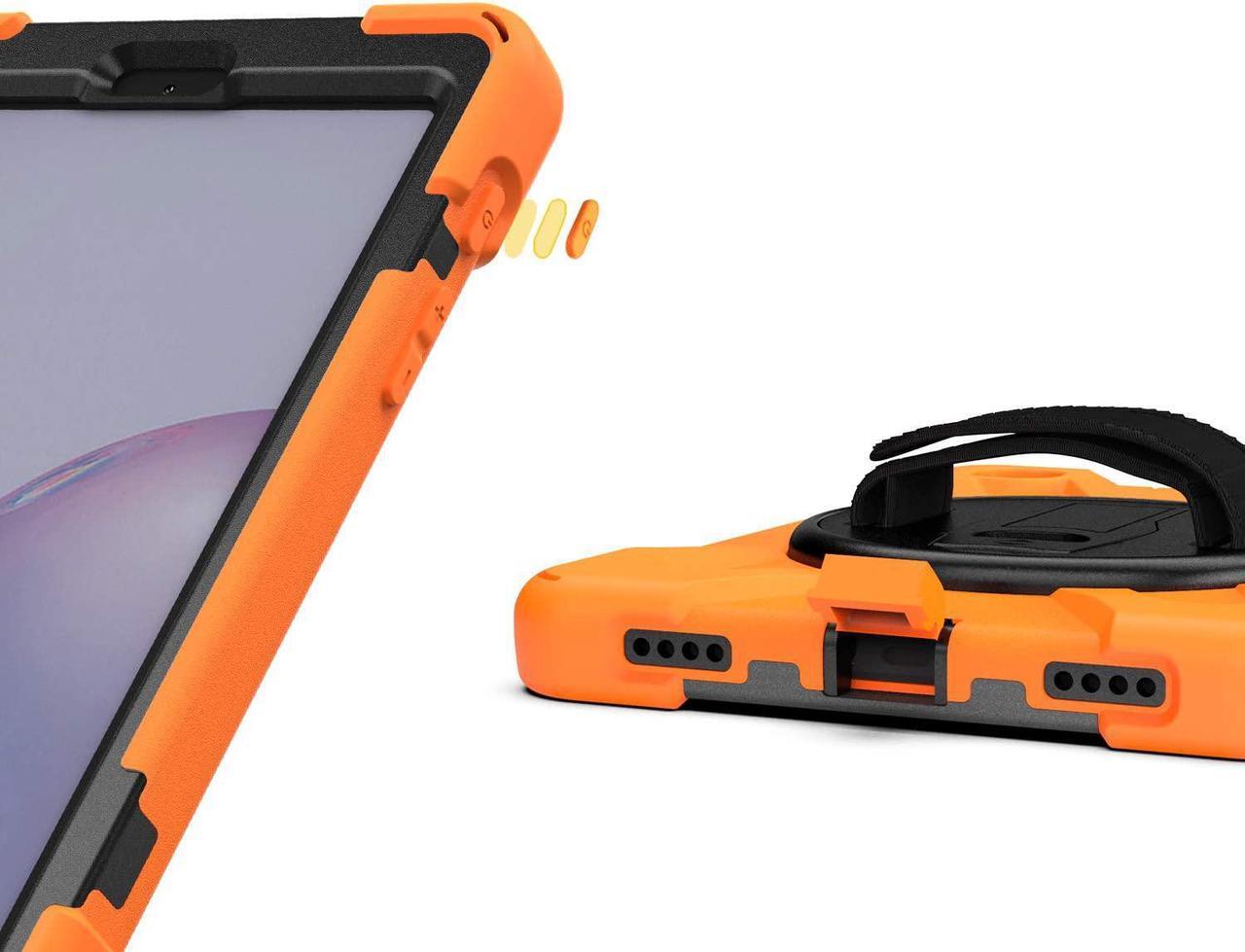 Alt view image 6 of 7 - Galaxy Tab A 8.4 Case, T307/T307U 2020, Heavy Duty Shockproof Durable Case, Stand, Handstrap, Carrying Strap Sling for Samsung Galaxy Tab A 8.4 SM-T307 SM-T307U SMT307 (Shield Orange)
