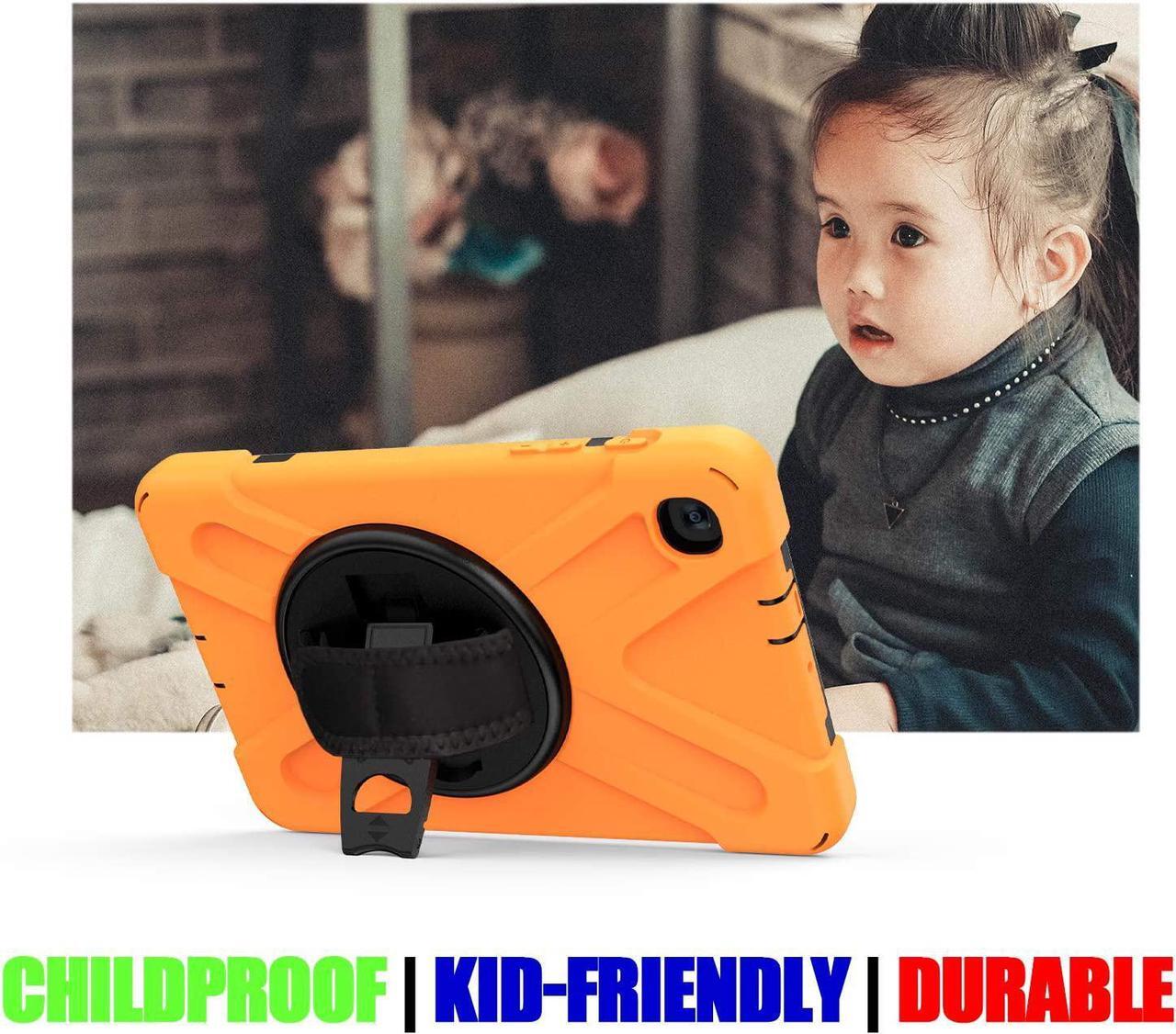 Alt view image 7 of 7 - Galaxy Tab A 8.4 Case, T307/T307U 2020, Heavy Duty Shockproof Durable Case, Stand, Handstrap, Carrying Strap Sling for Samsung Galaxy Tab A 8.4 SM-T307 SM-T307U SMT307 (Shield Orange)