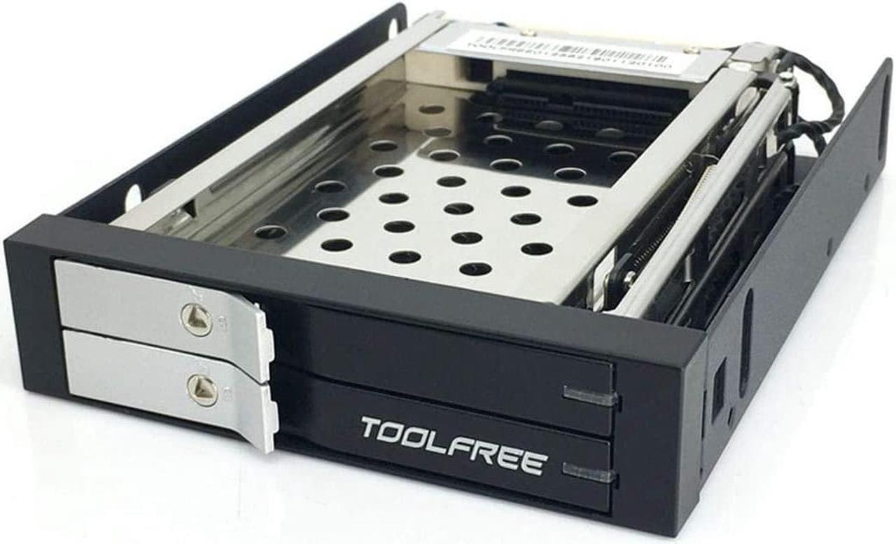 TOOLFREE 2.5 inch Floppy Disk Drive Tray Single/Double Bay Disk Drive SATA 6Gbps for HDD/SSD Hard Disk Enclosure Extraction Box (Double Bay)