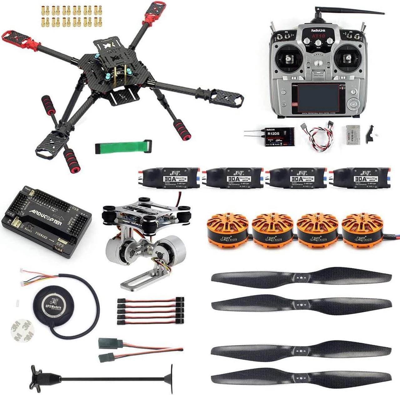 460mm 560mm Umbrella Foldable RC Quadcopter DIY RC Drone 4-Axle Unassemble DIY GPS Drone w/ APM2.8/PIX Flight Controller AT10/AT9S TX/Gimbal FPV Upgrade (460mm PTZ No Battery)