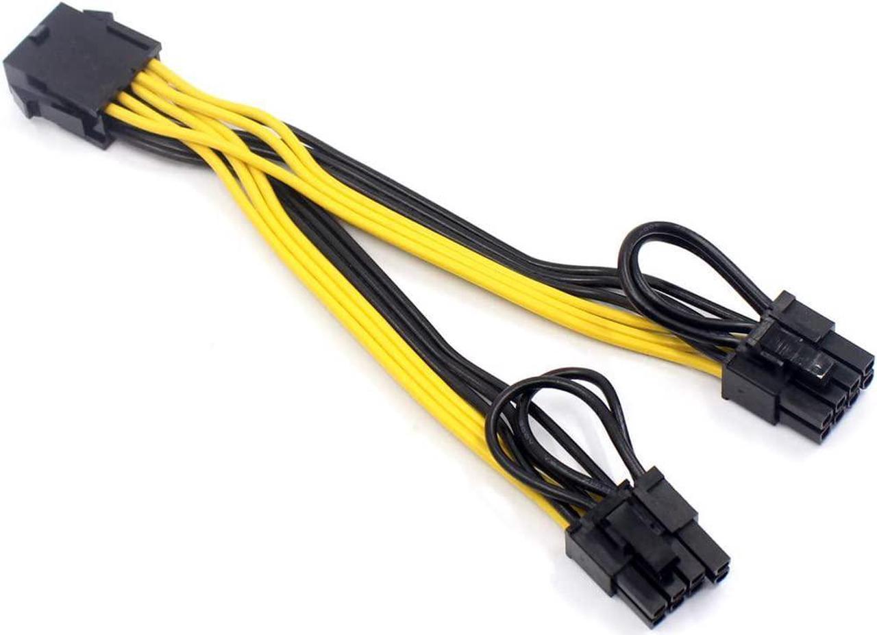 BGNing CPU 8 Pin Female to Double 8Pin (6Pin + 2Pin) Male Power Supply Cable Cord PCI-E Splitter Charge Cable for Graphics Video Card 15cm