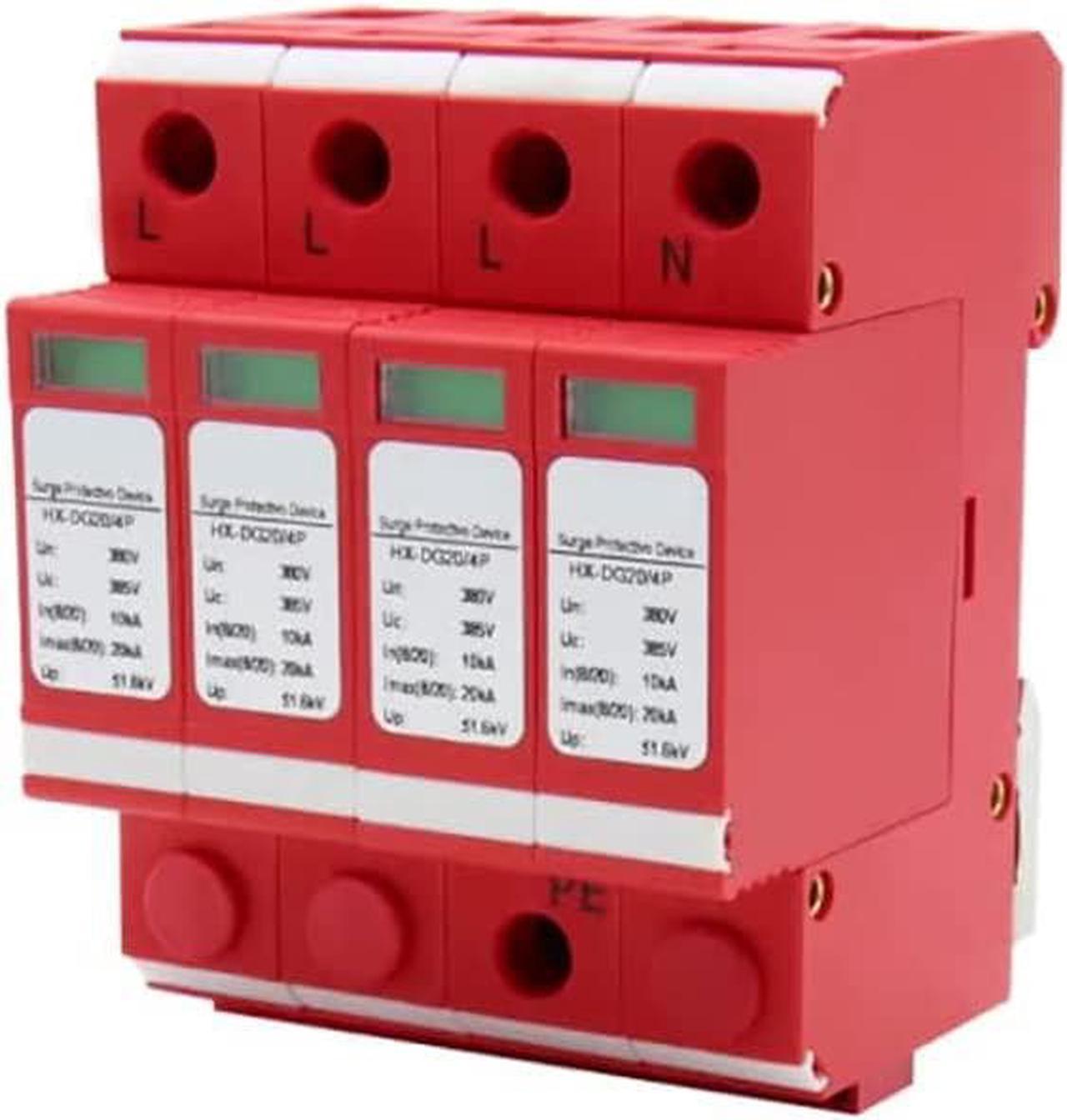 AC380 Three-Phase Power Supply Lightning Protector Surge Protector 20KA-80KA D-Rail Mounted for Security Communication Transportation (40KA Version)