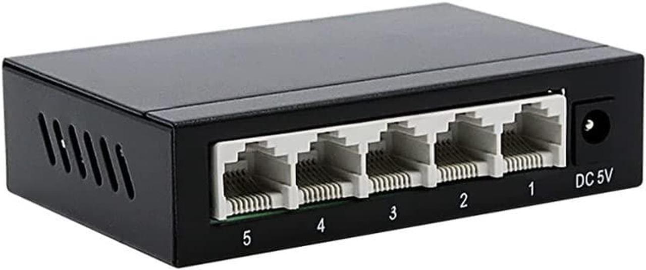 5-Port Network Switch 100/1000M Computer Monitoring Smart Ethernet LAN Splitter (100M Metal)