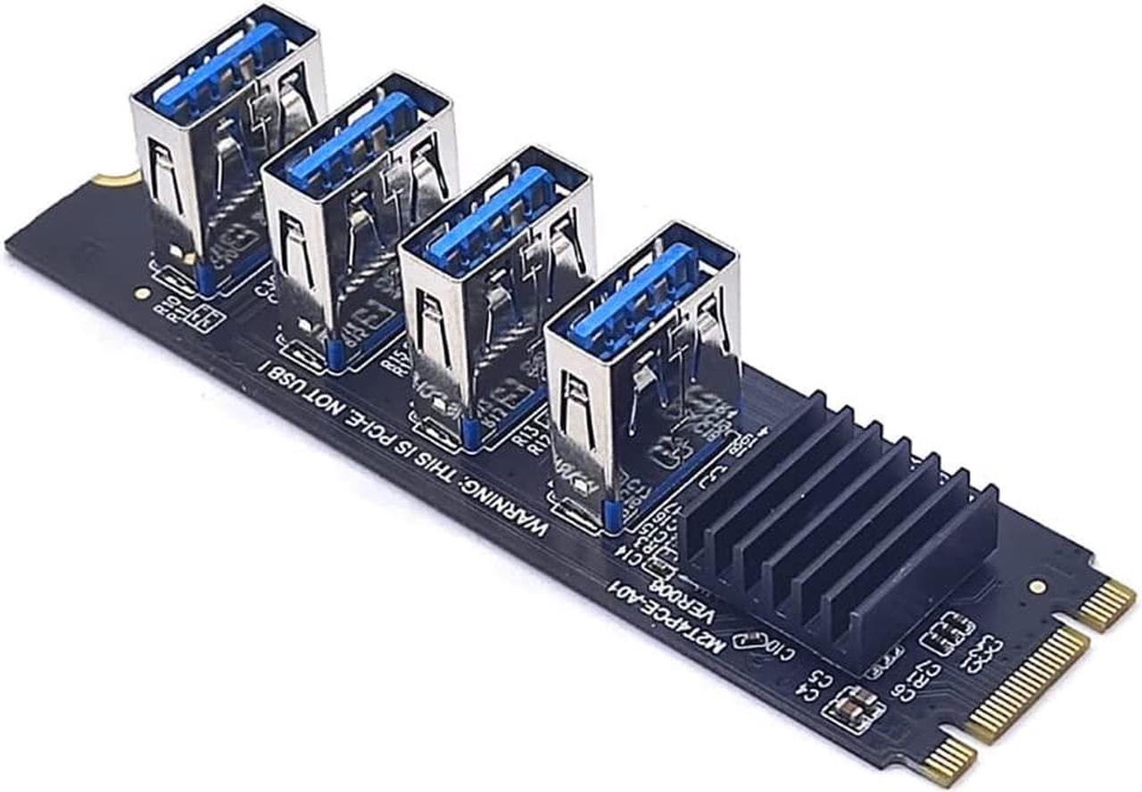 USB3.0 Graphics Card M.2 NVME Key-M to 4-Port PCI-E Adapter Expansion Card