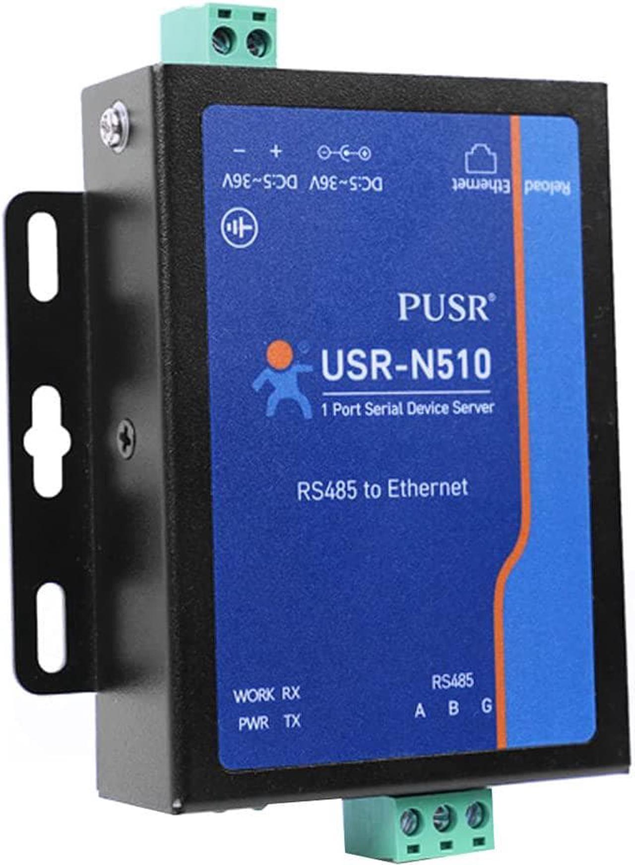 USR-N510 New Version (H7-4) 1 Port RS485 to Ethernet Converter DC 5-36V Serial Device Server Up to 400Mhz Support Modbus RTU to Modbus TCP Virtual COM with 12V Power Adapter