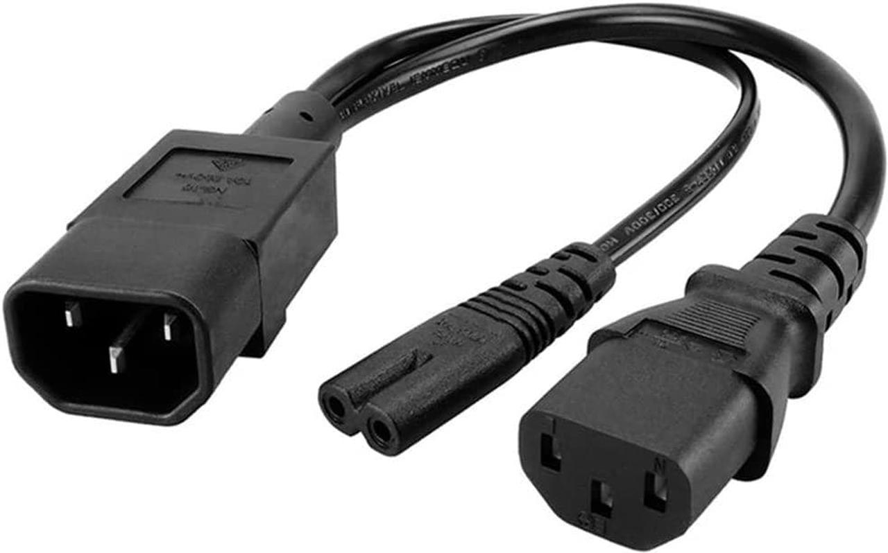 1FT C14 Male PDU Style Computer Power Extension Cable Y Splitter Power Plug Cord (C14 to C7+C13)