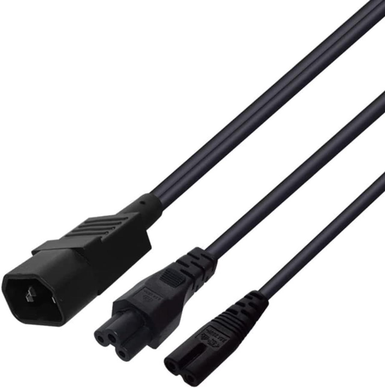 1FT C14 Male PDU Style Computer Power Extension Cable Y Splitter Power Plug Cord (C14 to C5+C7)