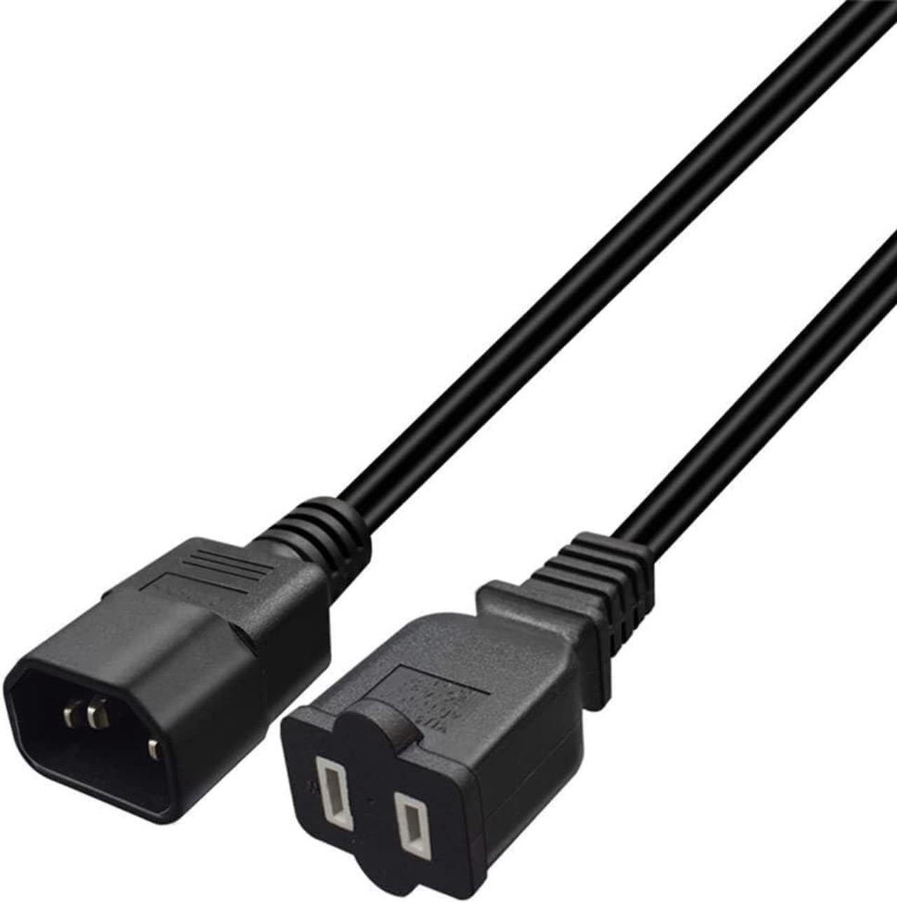 1FT C14 Male PDU Style Computer Power Extension Cable Y Splitter Power Plug Cord (C14 to 1-15P)