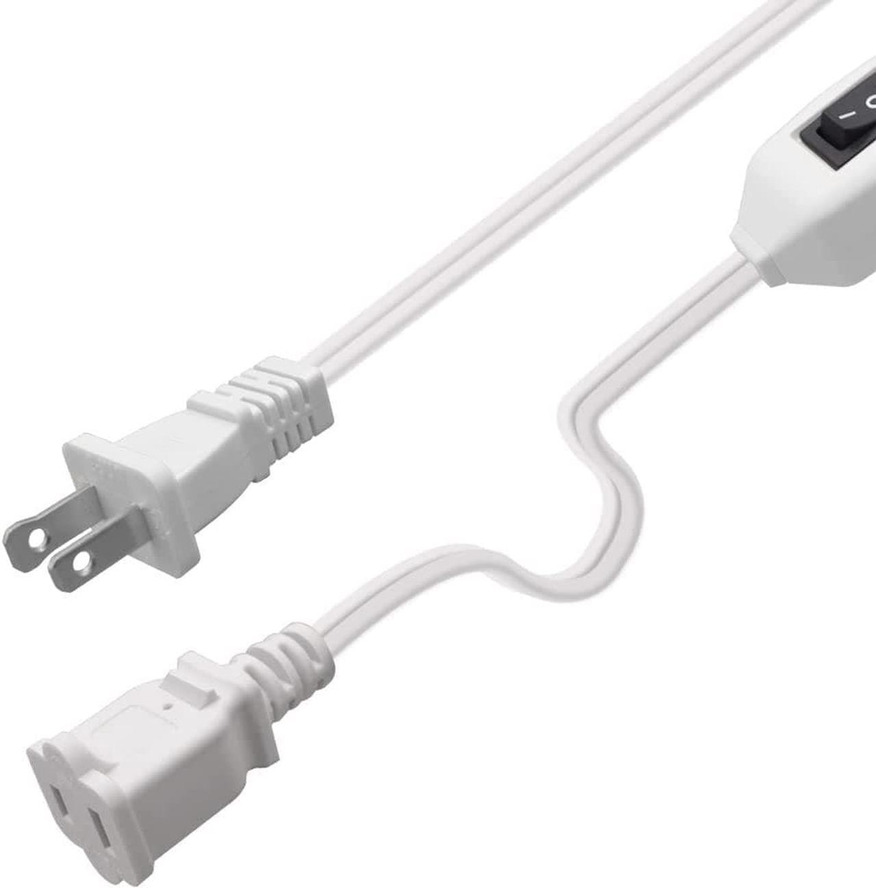 1FT(0.32M) Nema 1-15P to 1-15R Polarized US AC Power Extension Cable with 12A Switch ETL Listed Male-Female Extension Cord (White)