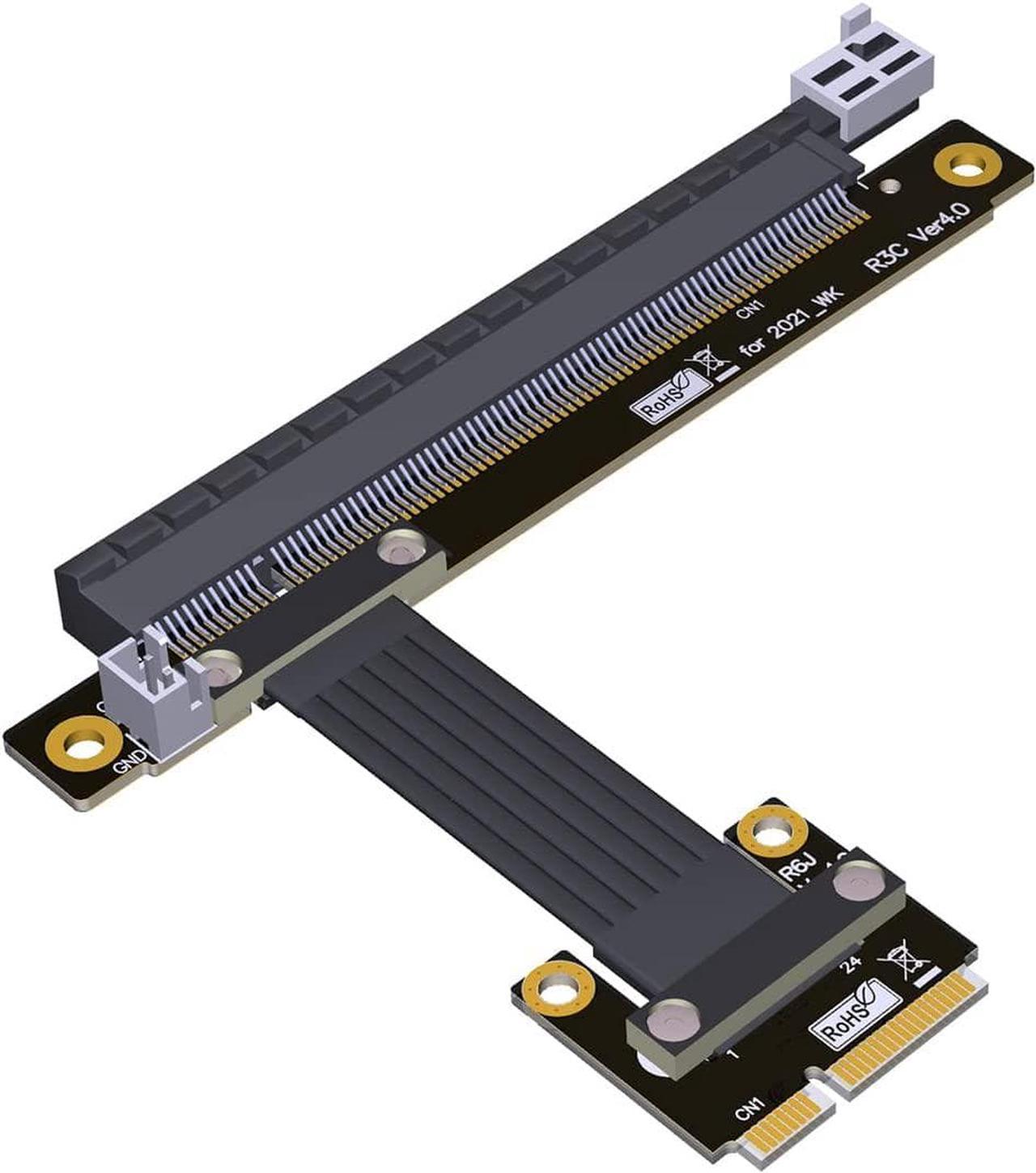 Mini-Pcie Wireless Network Card to Pcie 4.0 x1/ x4/ x16 Riser Extension Cable PCIe 4.0 mPCIe M.2 NVME SSD Motherboard Riser Ribbon Extender (25cm,Pcie4.0 16X R63JC)