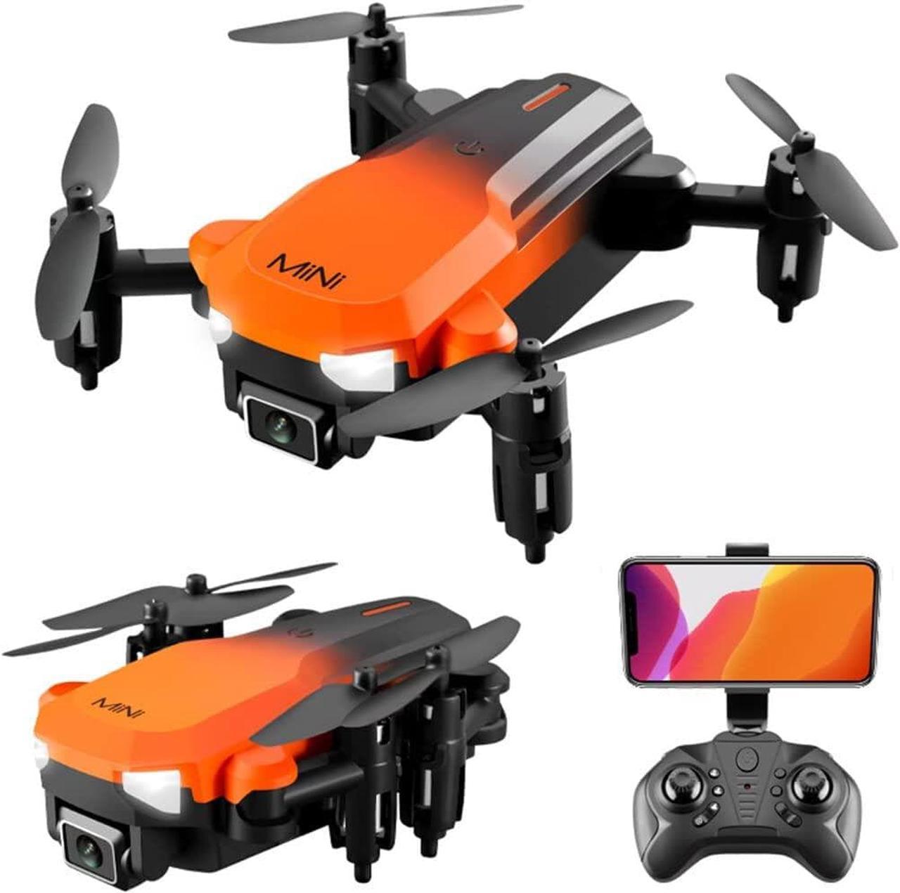 KK9 Mini RC Colorful Drone 4K HD Dual Camera with One Key Return FPV Professional Optical Avoidance Drone Foldable Quadcopter Toy for Beginners (Orange,Dual Camera 3 Battery)