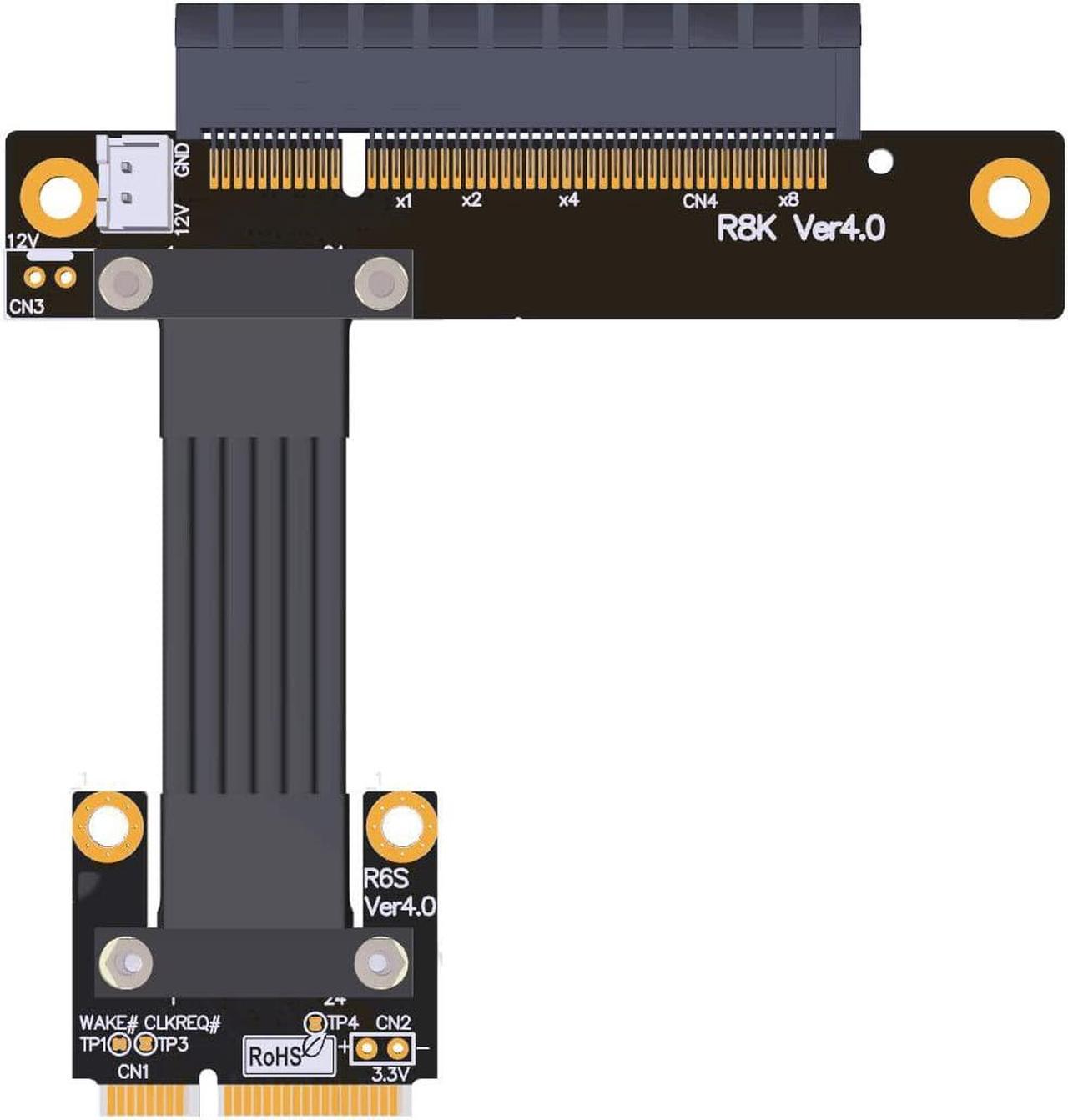 Gen4 Mini PCI-E to to PCI Express 8X Extension Cable mPCIe to PCIe 4.0 8X Riser Cable Adapter for Motherboard PCI-E4.0 8X SSD (25cm,R68SK 4.0)