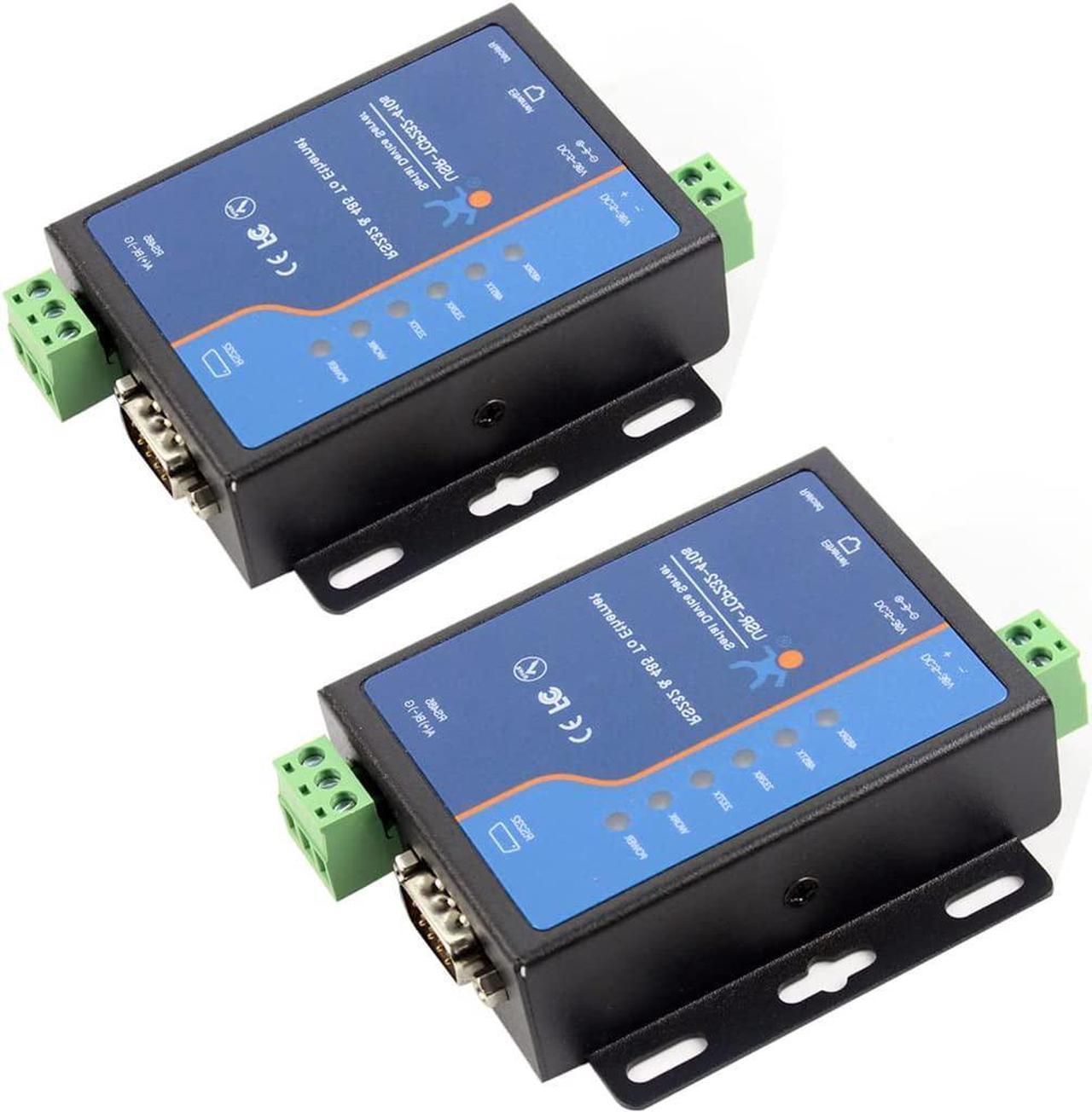 USR-TCP232-410S Industrial RS232/RS485 Serial to Ethernet Converters Support Modbus RTU & TCP Terminal Power Supply RS232 RS485 to TCP/IP Module (2PCS)