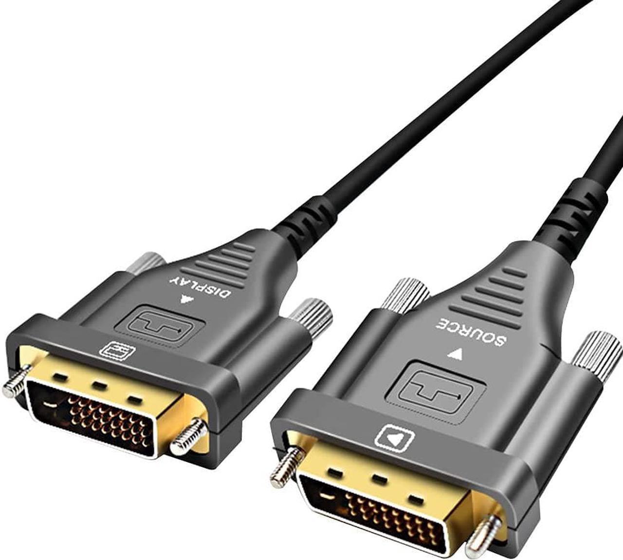 Optical Fiber DVI to DVI Cable 2.0 18Gbps Dual Link Male to Male Digital Video Cable Gold Plated 4K 30Hz 250mW Support 3840x2160 for Gaming, DVD, Laptop,PS4, HDTV and Projector (20M)