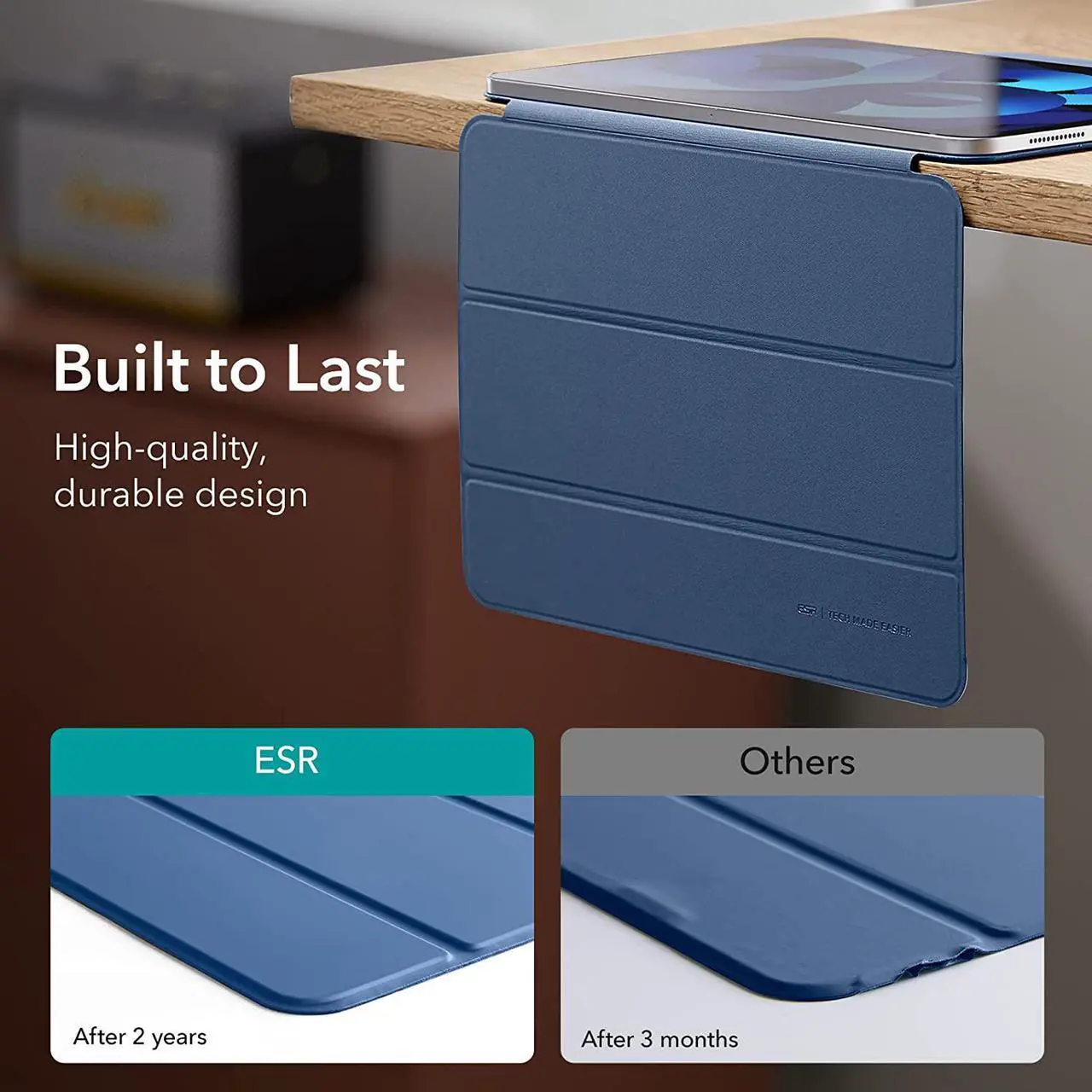 Alt view image 5 of 7 - ESR for iPad Air 5th/4th Generation Case (2022/2020), iPad Pro 11 Case (2018), Convenient Magnetic Attachment, Auto Sleep/Wake, iPad Air 5/4 Case 10.9 Inch, Rebound Magnetic Case, Navy Blue