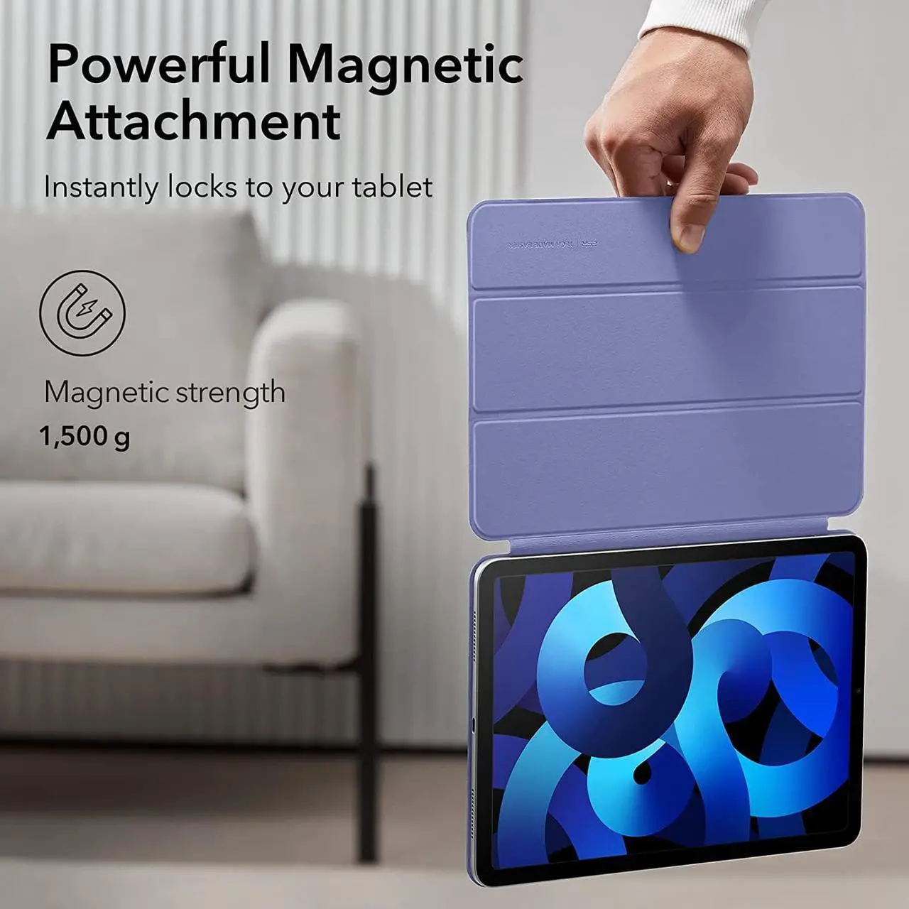 Alt view image 3 of 7 - ESR for iPad Air 5th/4th Generation Case (2022/2020), iPad Pro 11 Case (2018), Convenient Magnetic Attachment, Auto Sleep/Wake, iPad Air 5/4 Case 10.9 Inch, Rebound Magnetic Case, Lavender