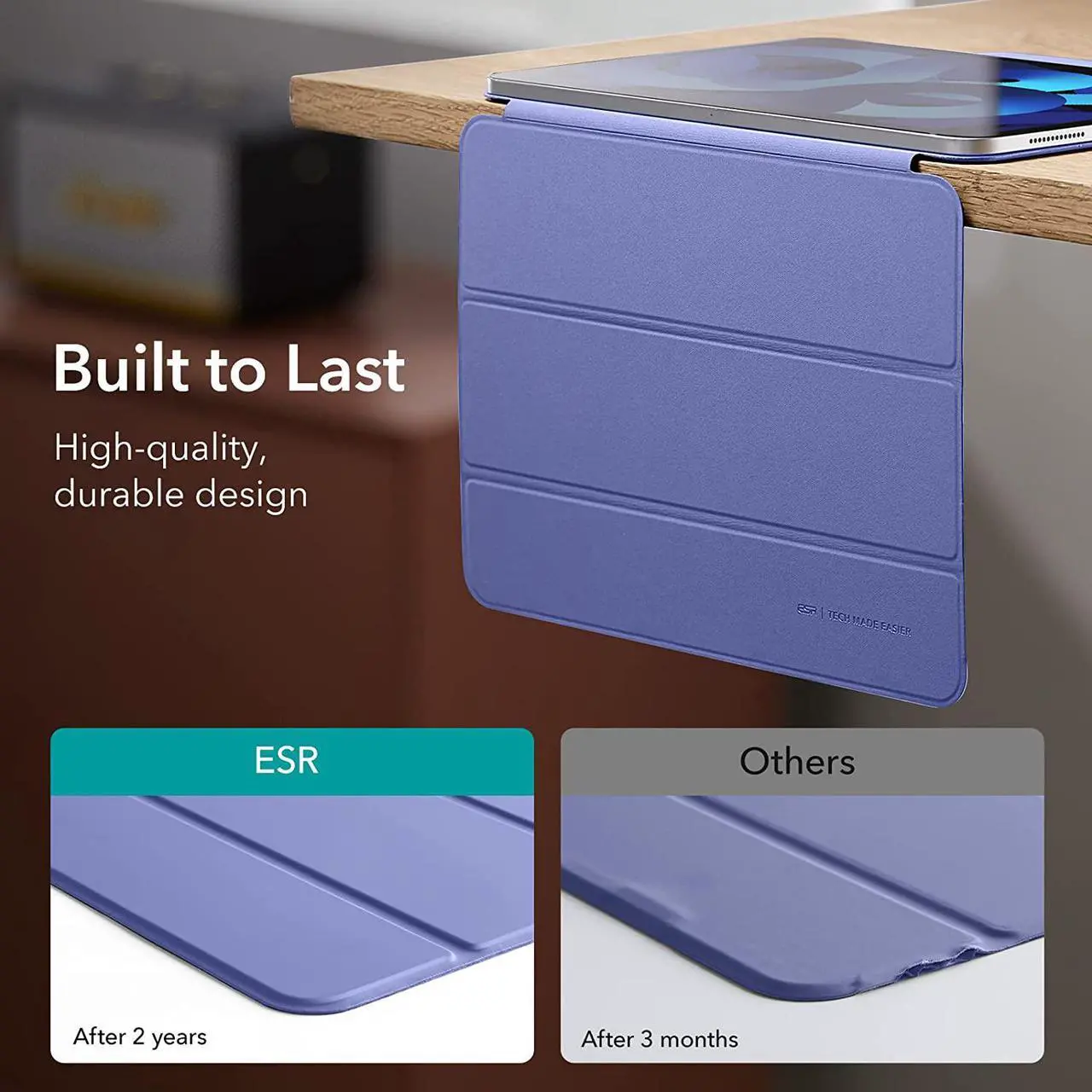 Alt view image 5 of 7 - ESR for iPad Air 5th/4th Generation Case (2022/2020), iPad Pro 11 Case (2018), Convenient Magnetic Attachment, Auto Sleep/Wake, iPad Air 5/4 Case 10.9 Inch, Rebound Magnetic Case, Lavender