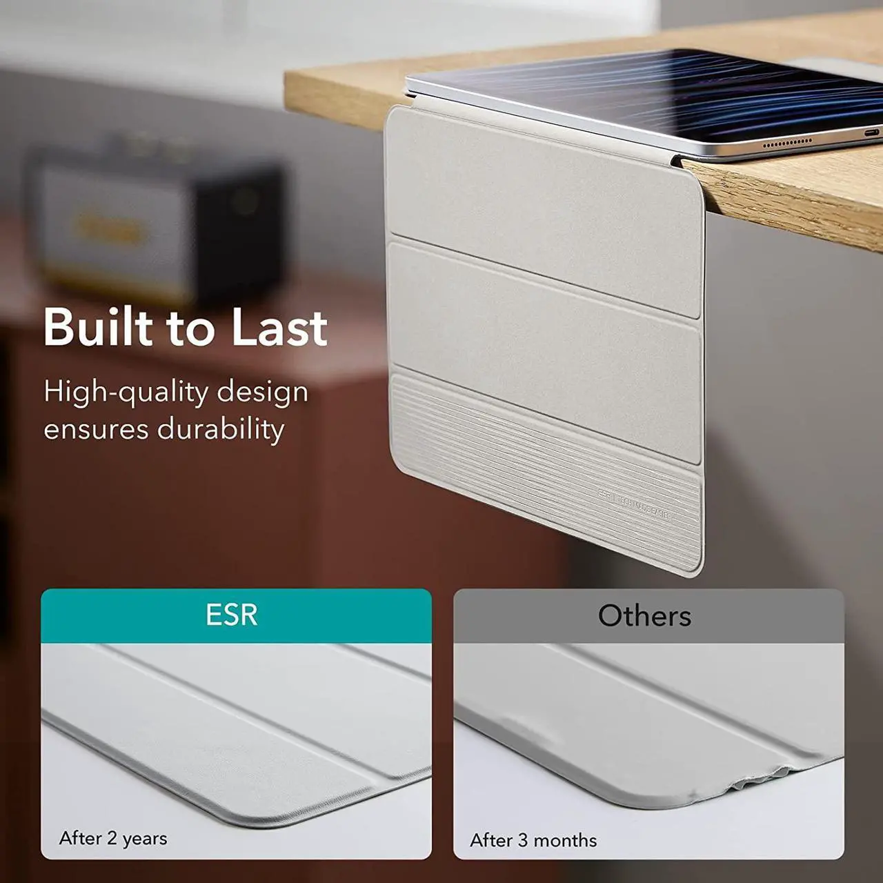 Alt view image 5 of 7 - ESR for iPad Pro 11 Inch Case, iPad 11 Pro Case (2022/2021/2020, 4th/3rd/2nd Generation), Convenient Magnetic Attachment, 2-Way Stand, Full Pencil 2 Support, Rebound Magnetic Case, Brilliant White