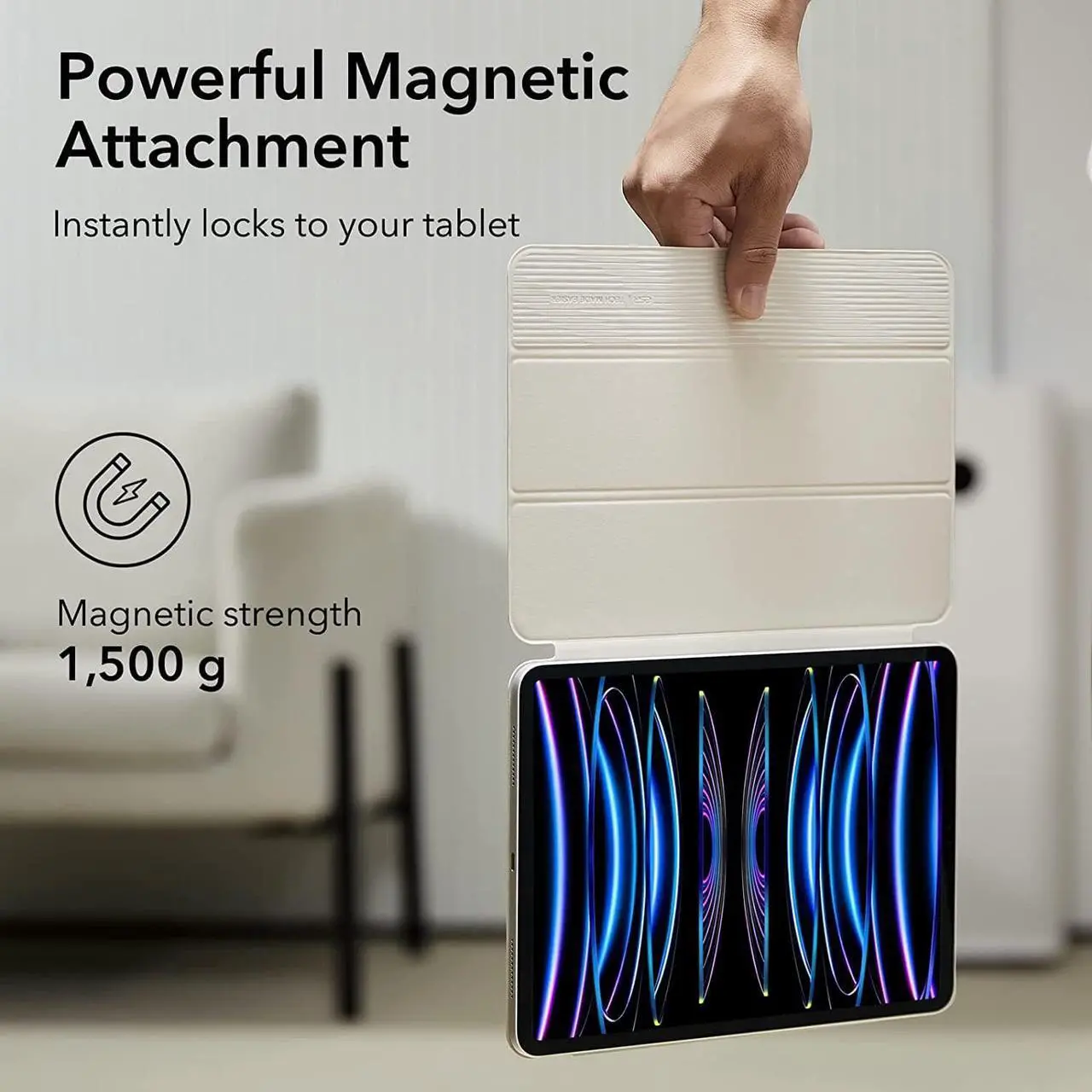 Alt view image 3 of 7 - ESR for iPad Pro 11 Inch Case, iPad 11 Pro Case (2022/2021/2020, 4th/3rd/2nd Generation), Convenient Magnetic Attachment, 2-Way Stand, Full Pencil 2 Support, Rebound Magnetic Case, Brilliant White