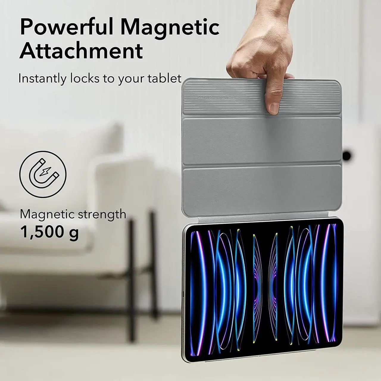 Alt view image 3 of 7 - ESR for iPad Pro 11 Inch Case, iPad 11 Pro Case (2022/2021/2020, 4th/3rd/2nd Generation), Convenient Magnetic Attachment, 2-Way Stand, Full Pencil 2 Support, Rebound Magnetic Case, Grey