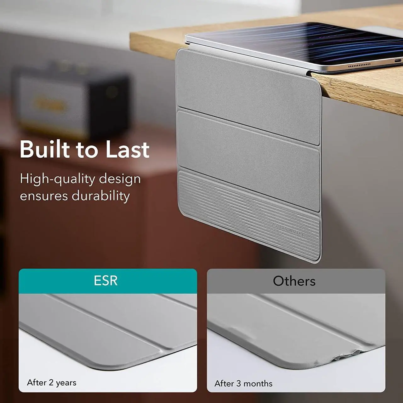 Alt view image 5 of 7 - ESR for iPad Pro 11 Inch Case, iPad 11 Pro Case (2022/2021/2020, 4th/3rd/2nd Generation), Convenient Magnetic Attachment, 2-Way Stand, Full Pencil 2 Support, Rebound Magnetic Case, Grey