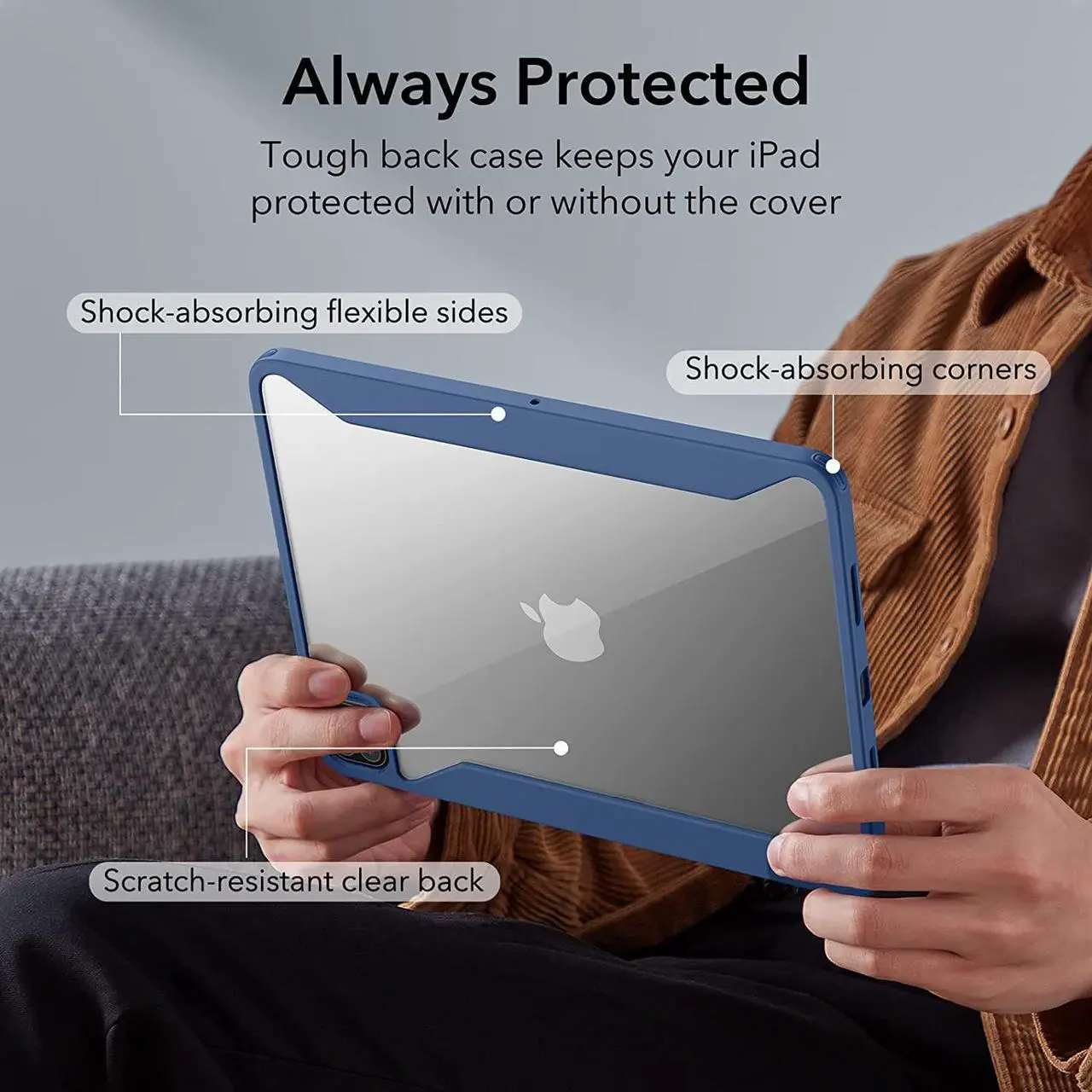 Alt view image 5 of 7 - ESR for iPad Pro 11 Inch Case (2022/2021), iPad Pro 11 Case 4th/3rd Generation with Pencil Holder, Detachable Magnetic Cover, Vertical Stand, Auto Wake/Sleep, Rebound 360 Series, Navy Blue