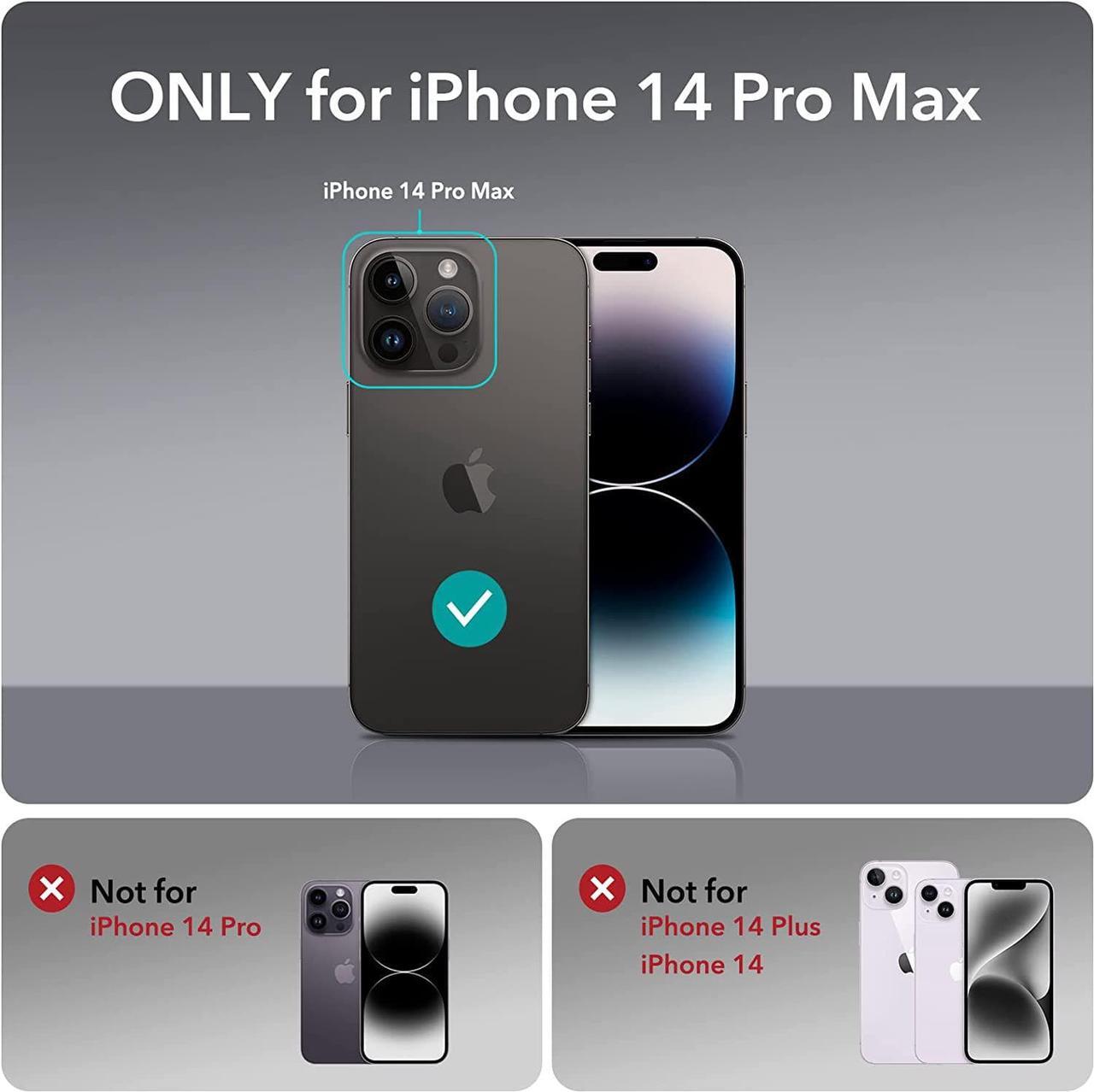 Alt view image 2 of 7 - ESR for iPhone 14 Pro Max Case with Stand, Compatible with MagSafe, Full-Body Military-Grade Drop Proof Case with Built-in 9H+ Tempered Glass Screen Protector, Armor Series, Clear Black