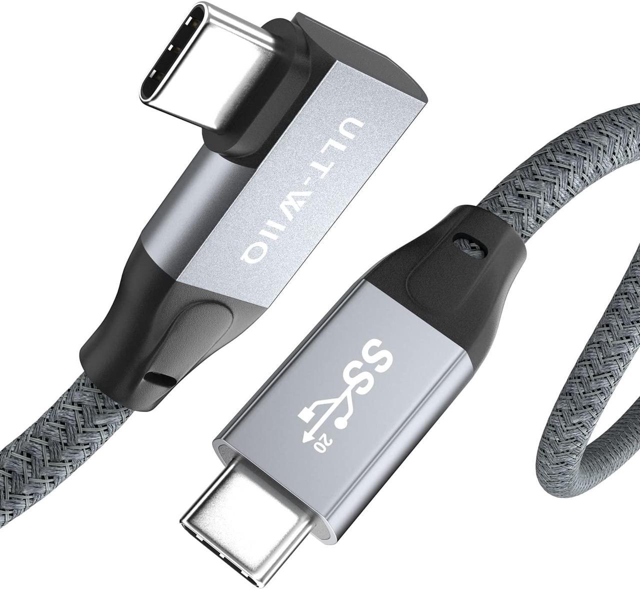 USB C 3.2 Gen2x2 Cable 100W, 20Gbps Updated 90 Degree Right Angle USB C to C 3.2 Cable, 4K@60Hz Video Cord with E-Marker for Thunderbolt 3/4, Oculus Quest, iMac, MacBook, iPad Pro, Dell XPS (9.9 Ft)