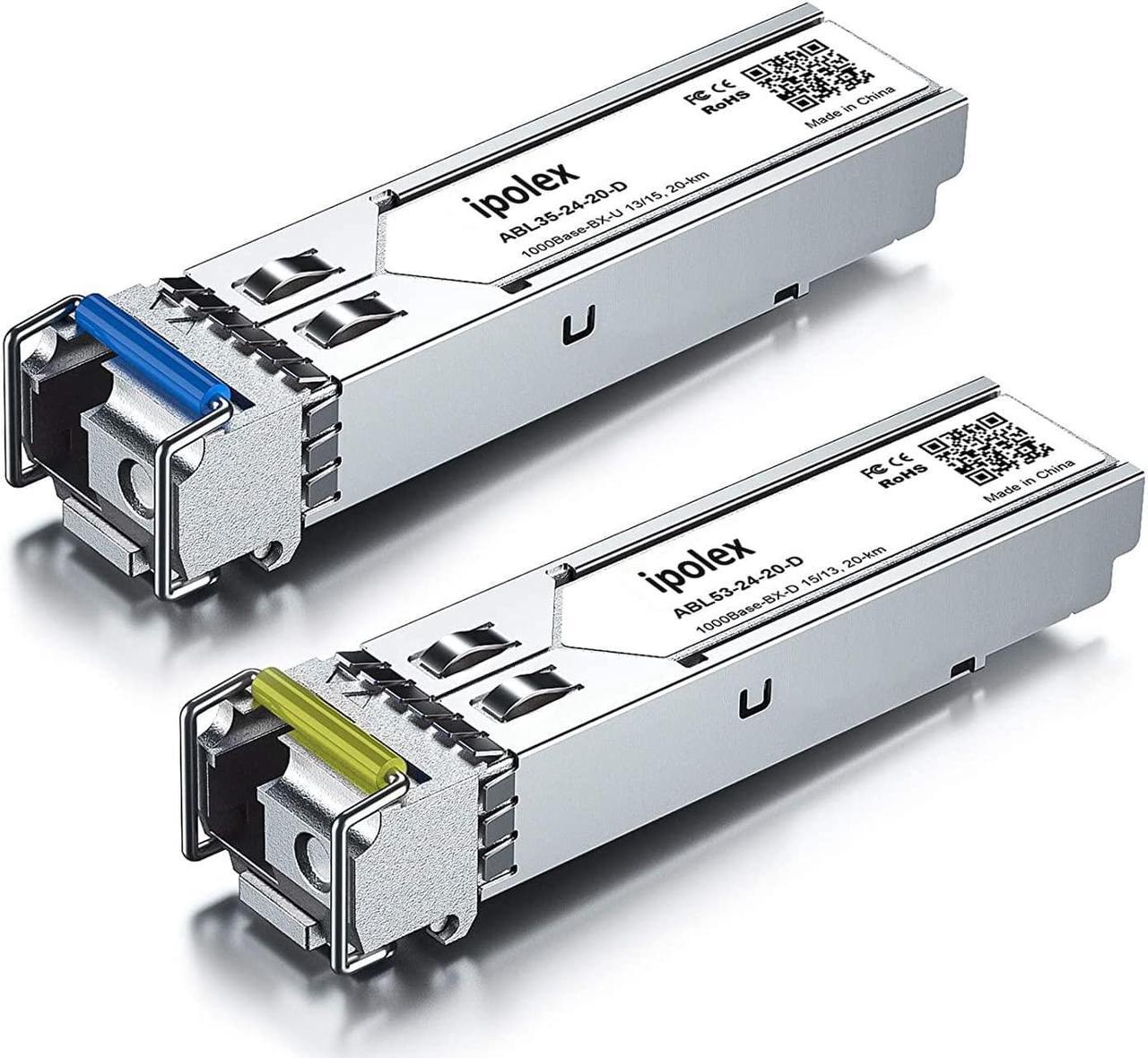 1000Base-BIDI SFP Module, a Pair of 1.25G SFP Bidi SFP, Gigabit SingleMode SFP Transceiver, 1550nm/1310nm, up to 20 km, for , Ubiquiti UniFi UF-SM-1G-S, Mikrotik, D-Link, Netgear, TP-Link