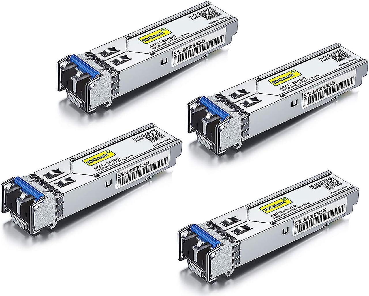 1.25G SFP Transceiver 1000Base-LX, 1310nm SMF, up to 10 km, Compatible with  GLC-LH-SMD/SFP-GE-L, Meraki MA-SFP-1GB-LX10, Ubiquiti UniFi UF-SM-1G, Mikrotik, TP-Link TL-SM311LS, Pack of 4