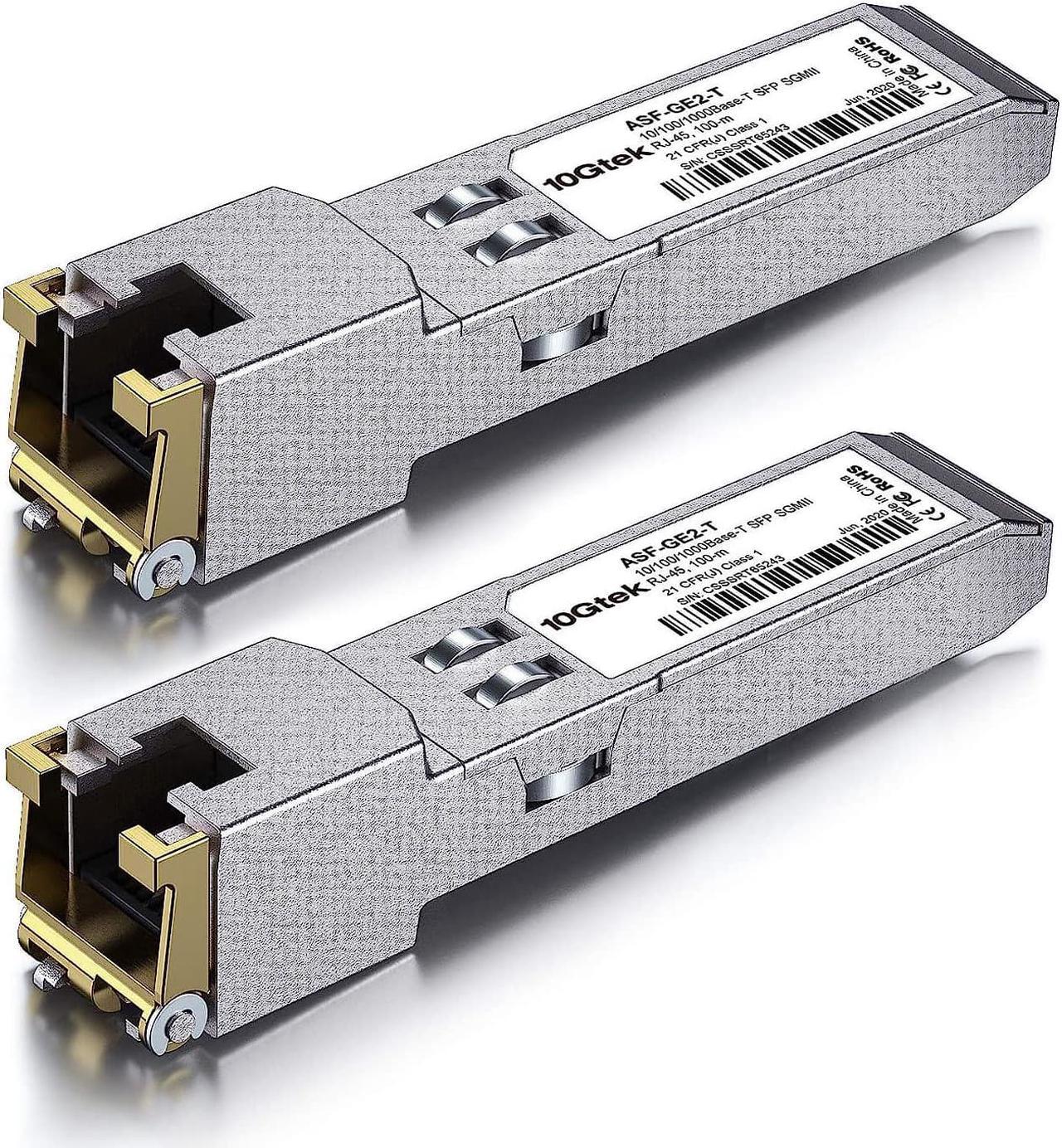 10/100/1000Base-T Copper SFP, Auto-Negotiation SFP to RJ45 Mini-GBIC Transceiver, for  GLC-T(10/100/1000)/SFP-GE-T(10/100/1000) Pack of 2