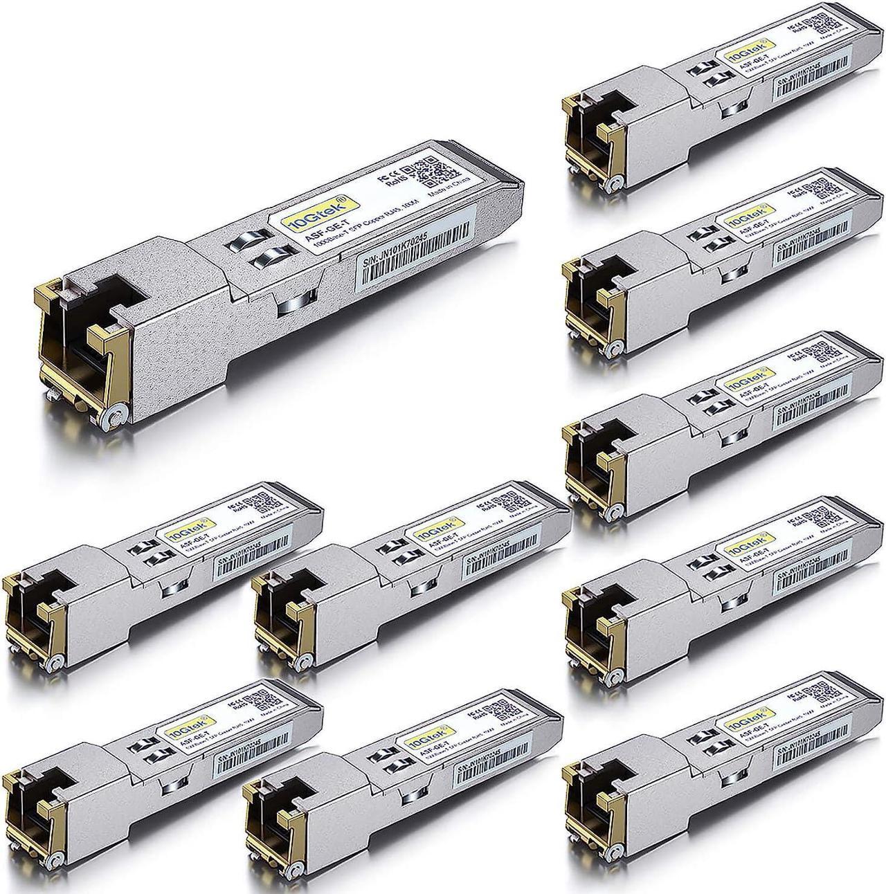 SFP to RJ45 1000BASE-T Copper Ethernet Module, Gigabit SFP-T Transceiver for  SFP-GE-T, Meraki, Fortinet, Ubiquiti UniFi UF-RJ45-1G, D-Link, Supermicro, Netgear, TP-Link and More, Pack of 10