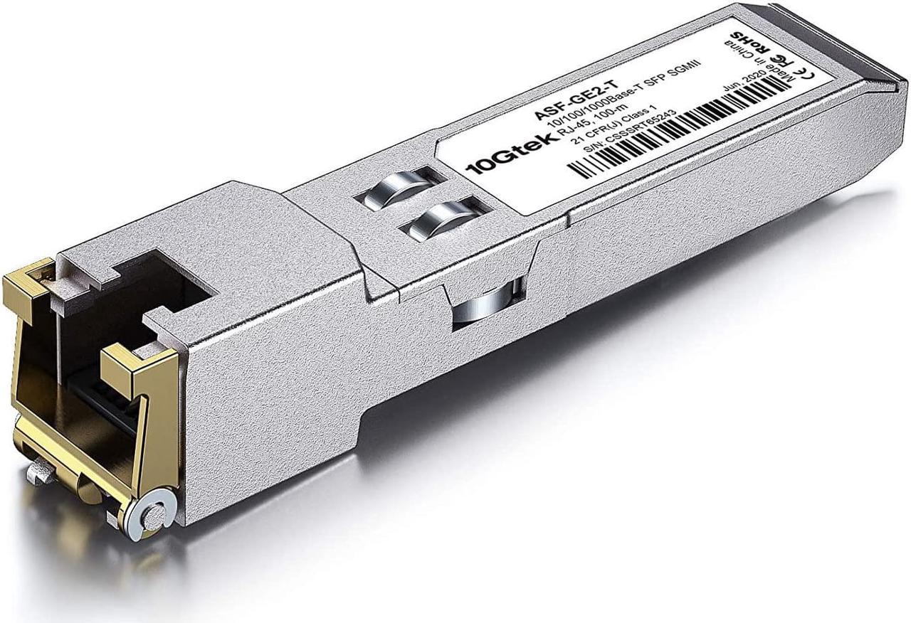 10Gtek 10/100/1000Base-T Copper SFP, Auto-Negotiation SFP to RJ45 Mini-GBIC Transceiver, for  GLC-T(10/100/1000)/SFP-GE-T(10/100/1000)