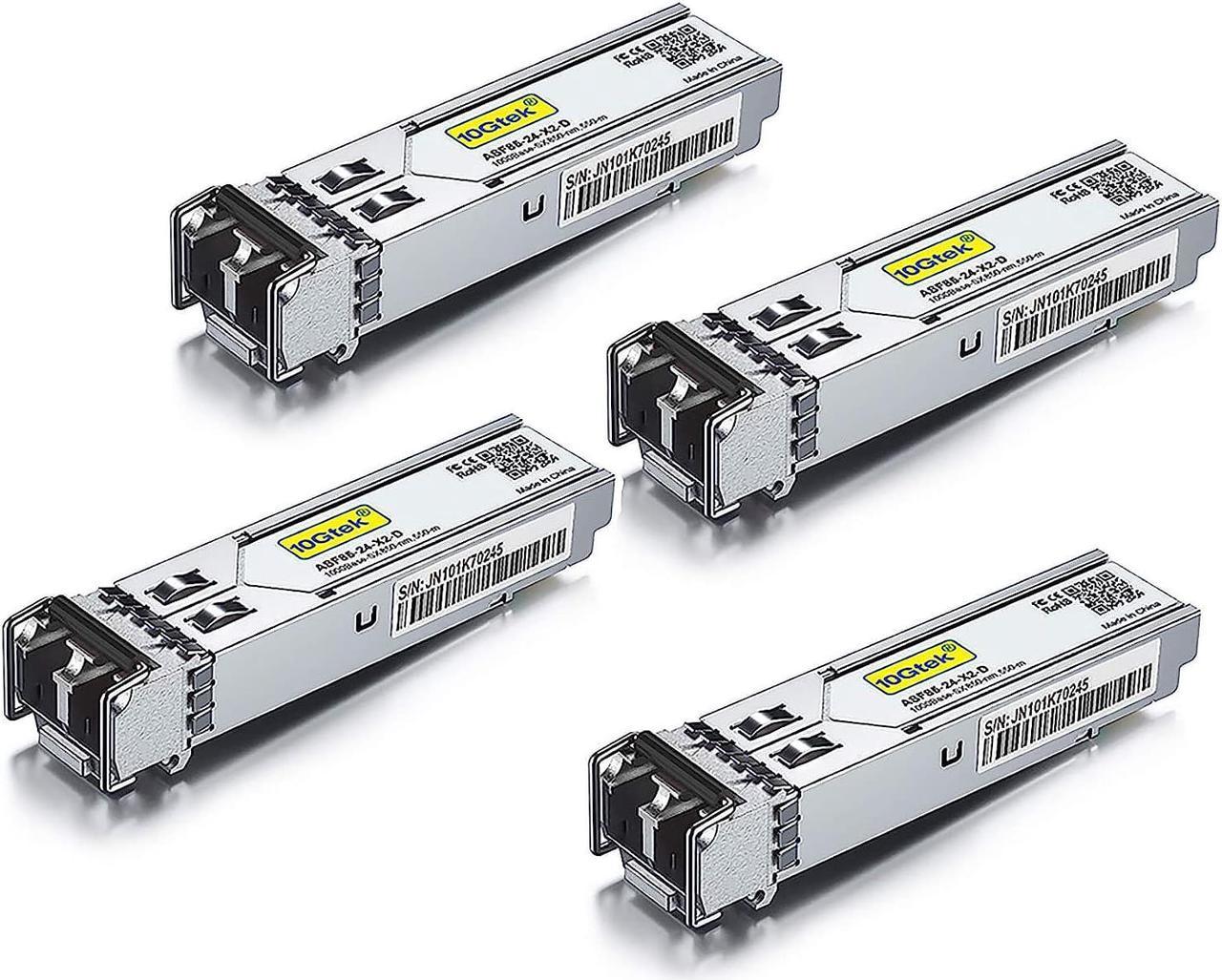 Gigabit Multimode SFP 1000Base-SX Fiber Transceiver Module, 850nm MMF, up to 550M for  GLC-SX-MMD/SFP-GE-S, Meraki MA-SFP-1GB-SX, Ubiquiti UniFi UF-MM-1G, Mikrotik, TP-Link TL-SM311LM, Pack of 4