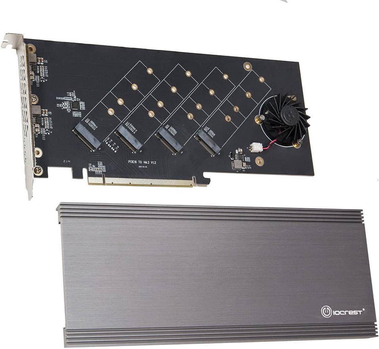 IO CREST Quad M.2 NVMe PCIe 4.0 x4 PCIe x16 Expansion Card NVMe M.2 up to 256Gbps for AMD 3rd Ryzen sTRX40, AM4 Socket and Intel VROC NVMe Raid, PCIe 4.0 Model (SI-PEX40162)