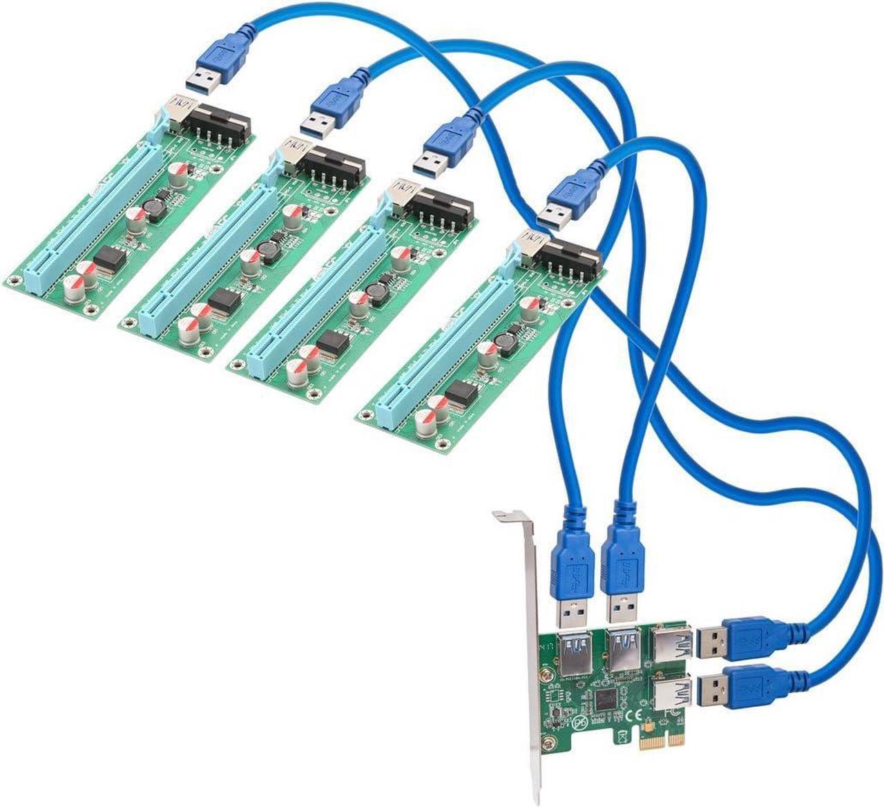 I/O Crest 4 port PCI-E x1 Transfer adapter to Powered x16 Riser Adapter Card USB 3.0 Extension Cable (SI-PEX60018)